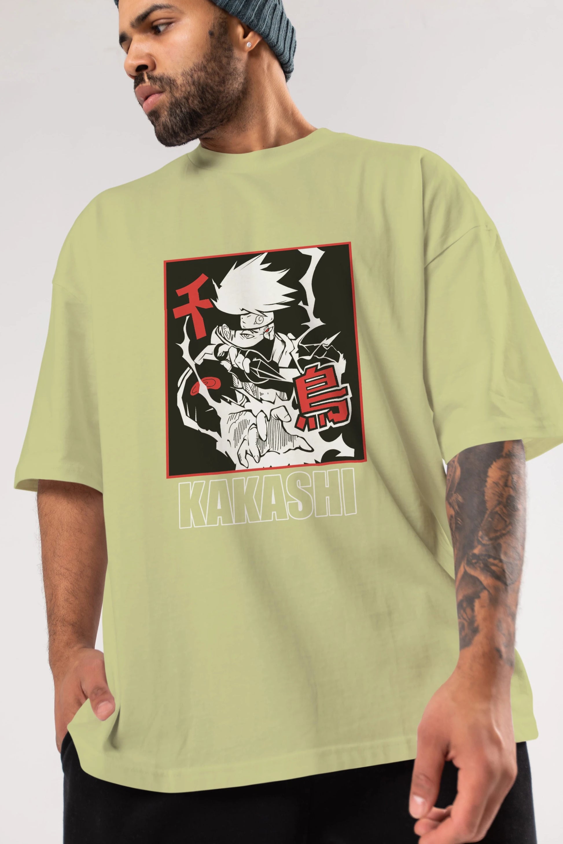KAKASHI HATAKE NARUTO Anime Ön Baskılı Oversize t-shirt %100 pamuk Erkek Kadın Unisex