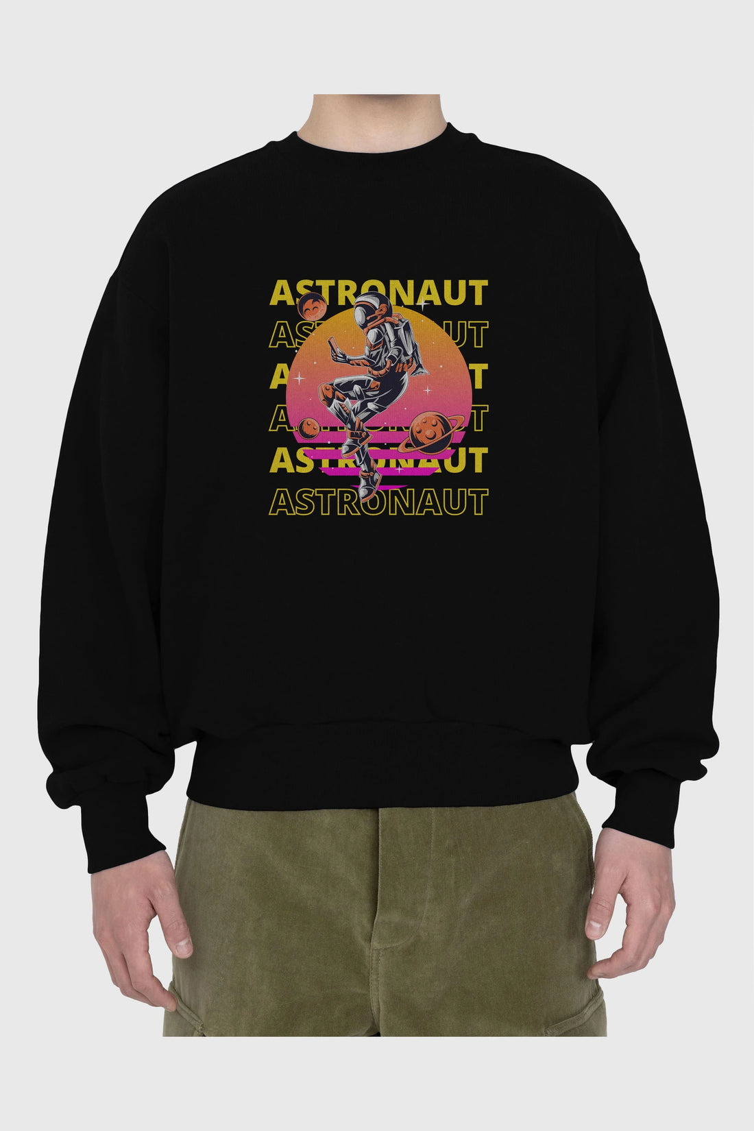 Astronaut Streetwear 2 Ön Baskılı Oversize Sweatshirt Erkek Kadın Unisex