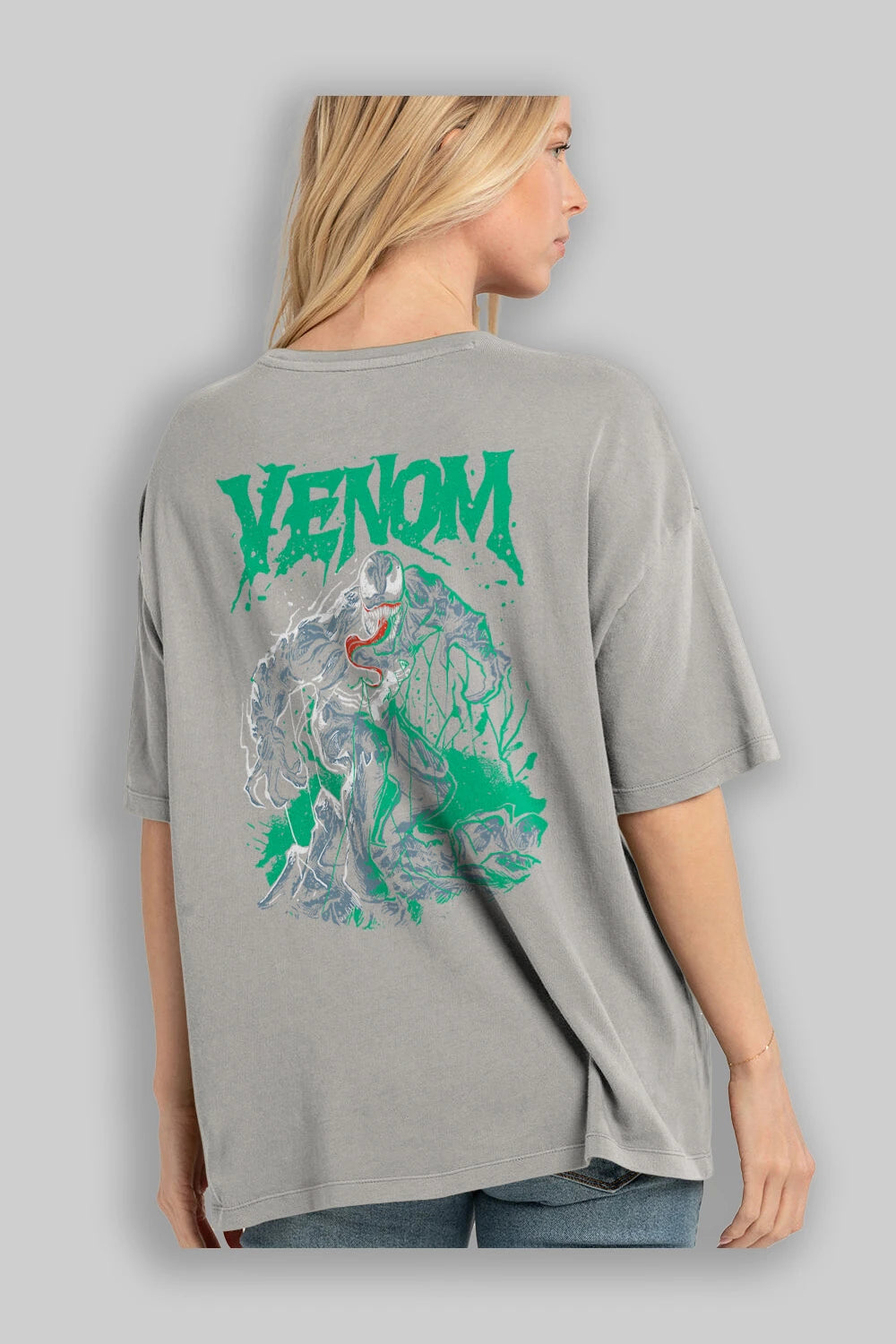 Venom (3) Arka Baskılı Oversize t-shirt Erkek Kadın Unisex %100 Pamuk Bisiklet Yaka tişort