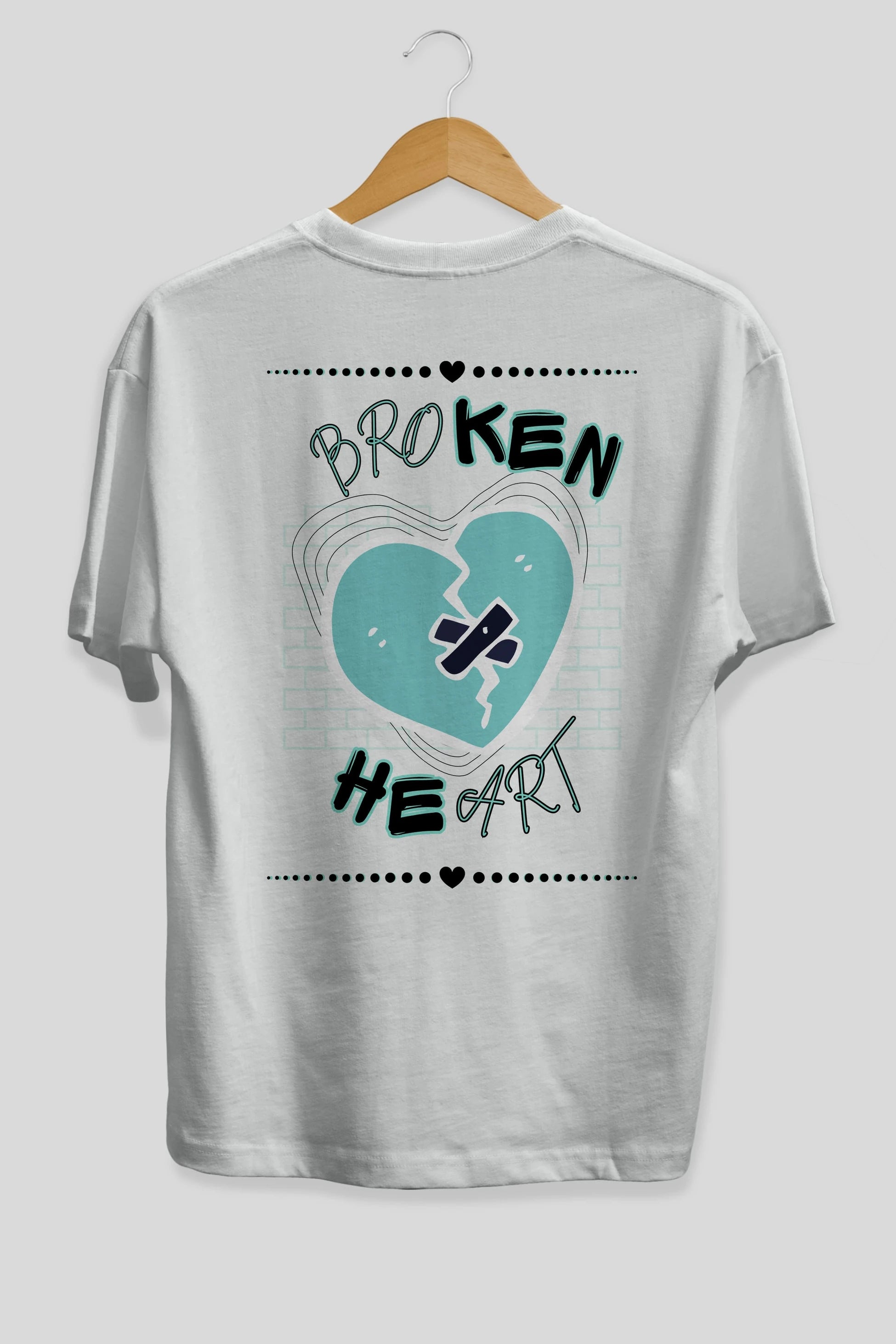 Broken Heart Yazılı Arka Baskılı Oversize t-shirt Erkek Kadın Unisex