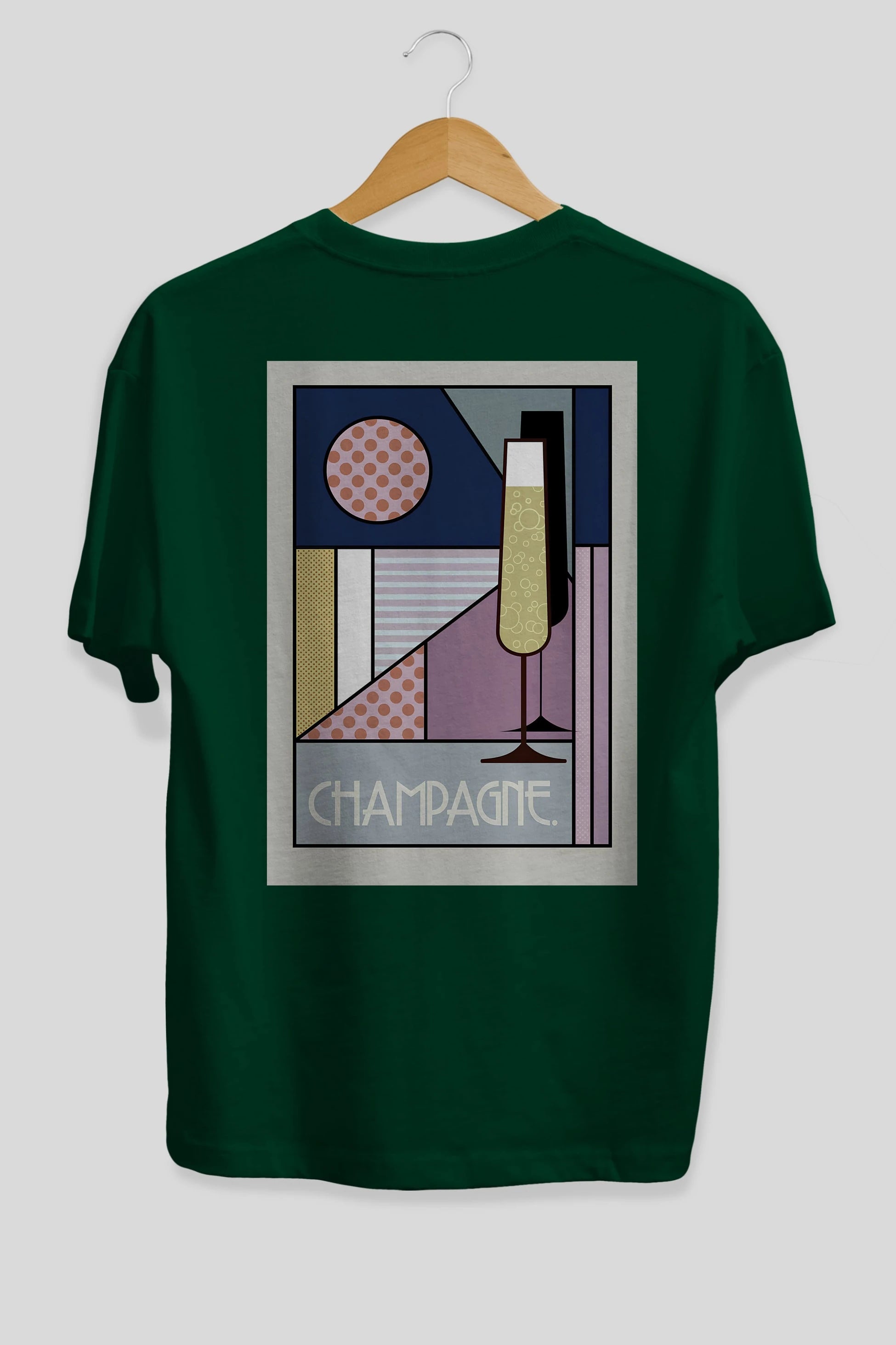 Champagne Arka Baskılı Oversize t-shirt Erkek Kadın Unisex %100 Pamuk Bisiklet Yaka tişort