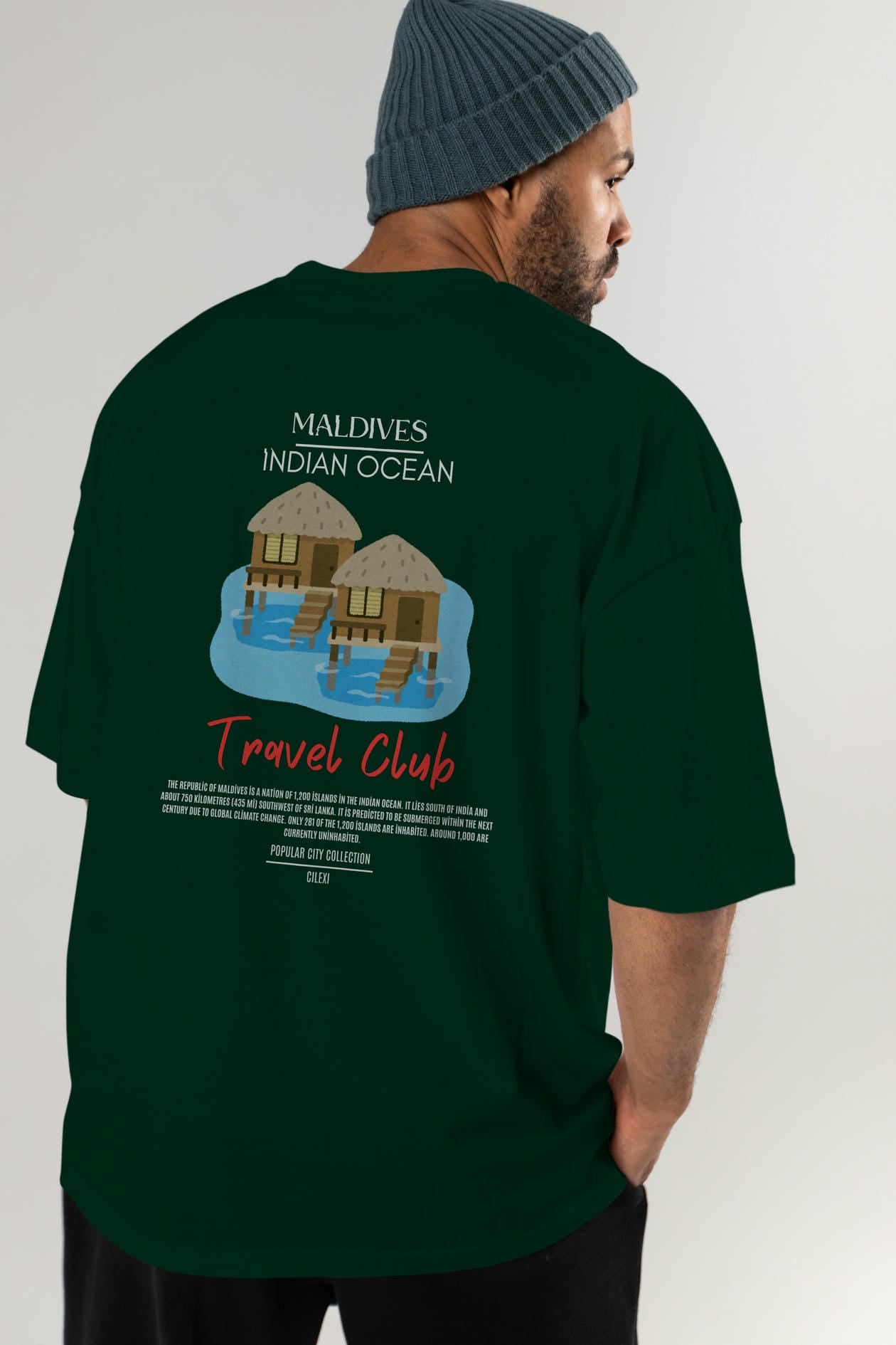 Maldives İndian Ocean Arka Baskılı Oversize t-shirt Erkek Kadın Pamuk Bisiklet Yaka tişort