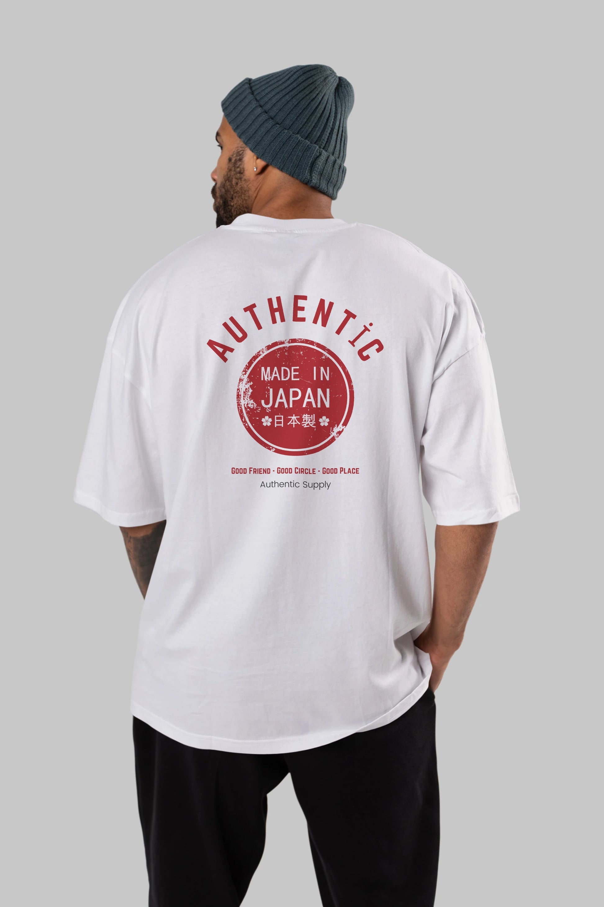 Authentic Japan Style Arka Baskılı Oversize t-shirt Erkek Kadın Unisex