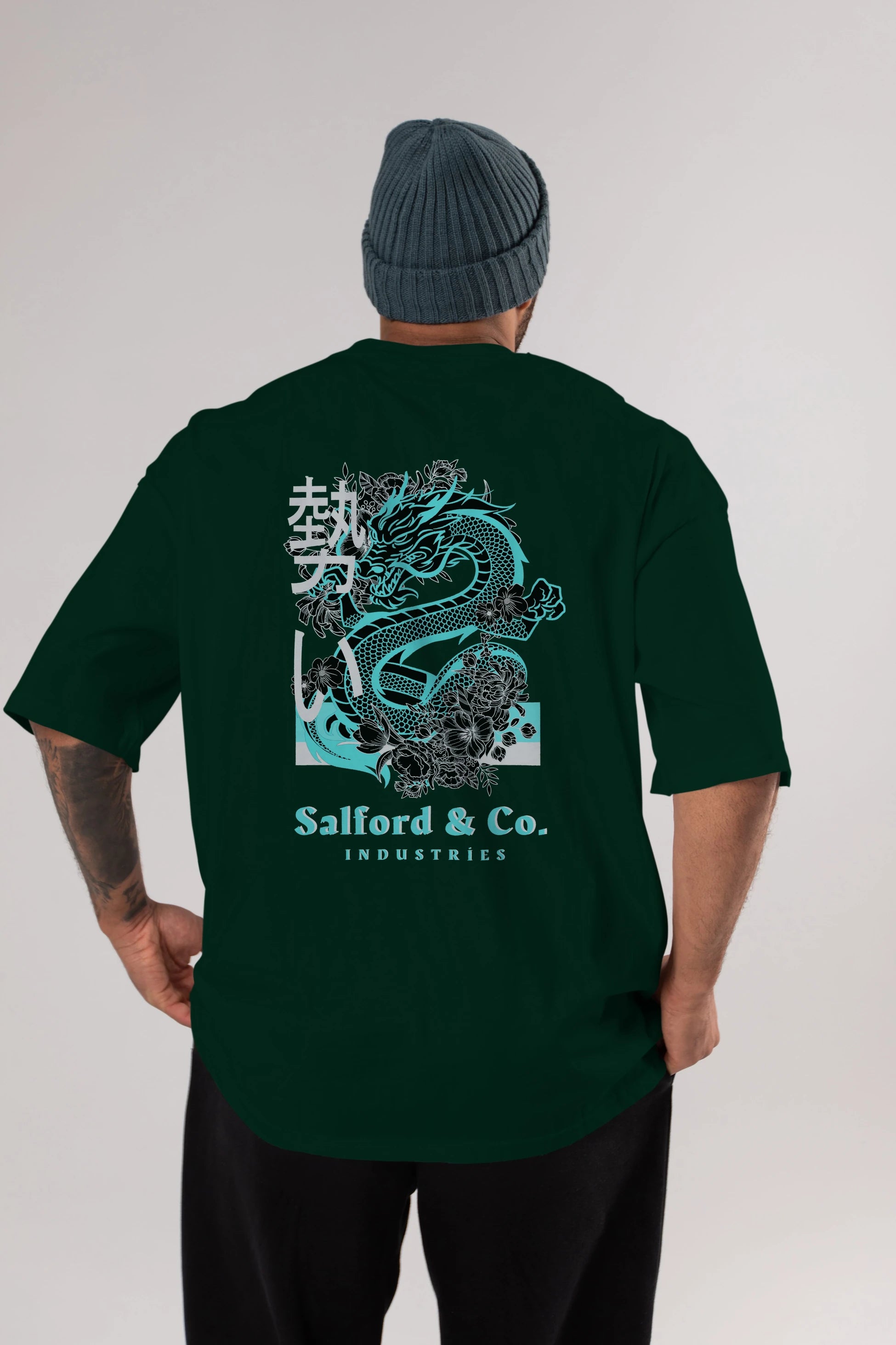 Dragon Arka Baskılı Oversize t-shirt Erkek Kadın Unisex