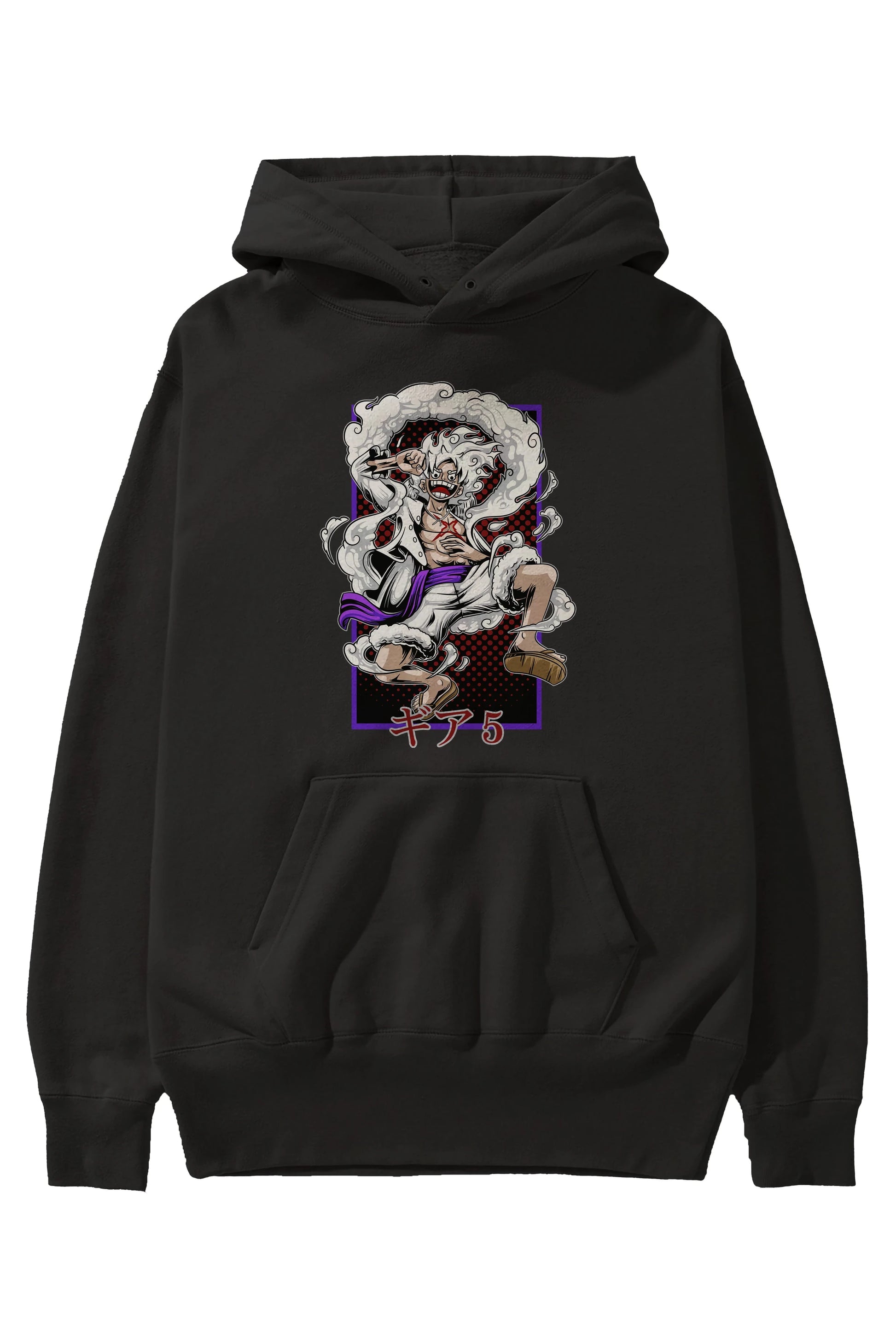 LUFFY GEAR 5 RECUADRO Anime Ön Baskılı Hoodie Oversize Kapüşonlu Sweatshirt Erkek Kadın Unisex