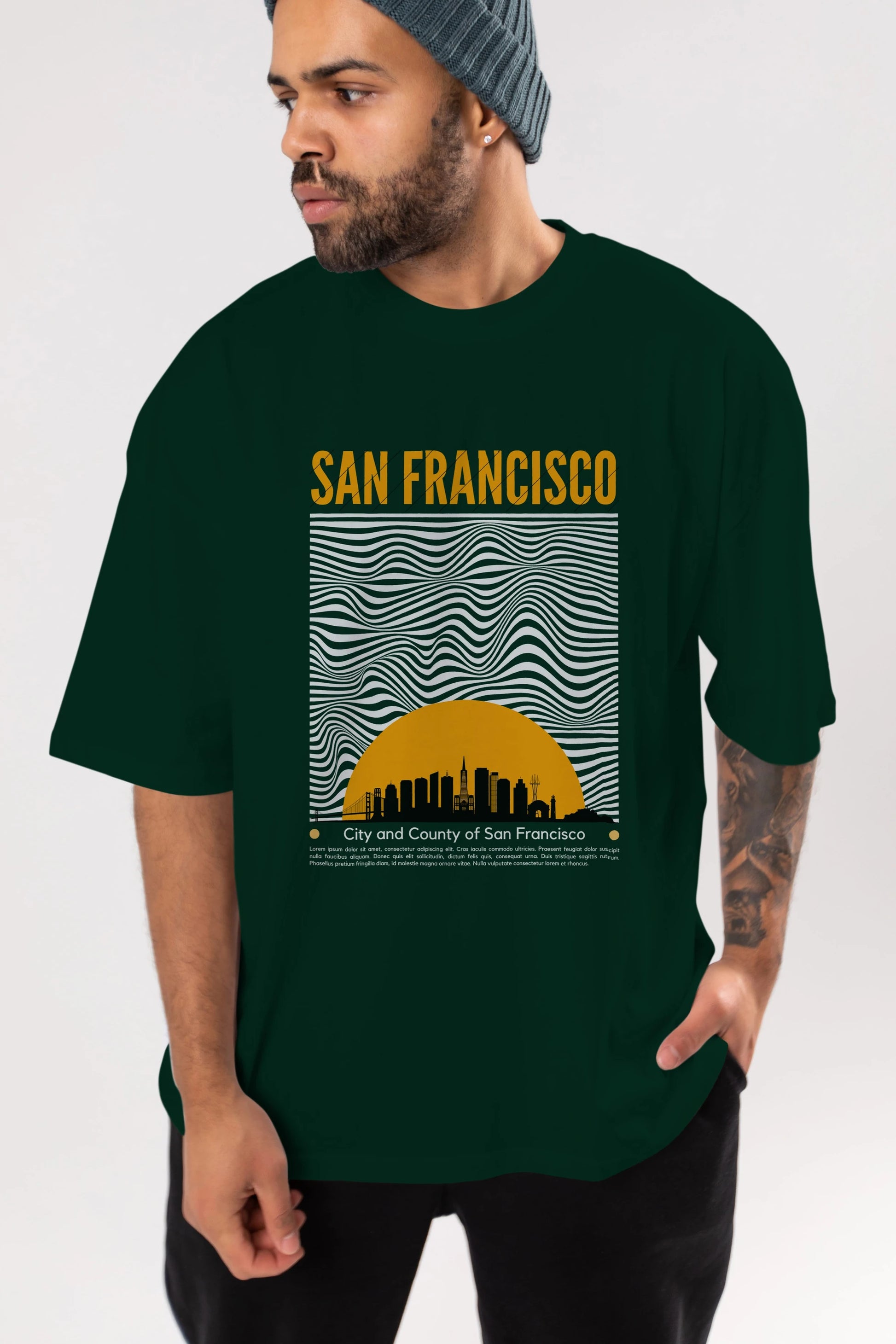 San Francisco Yazılı Ön Baskılı Oversize t-shirt Erkek Kadın Unisex