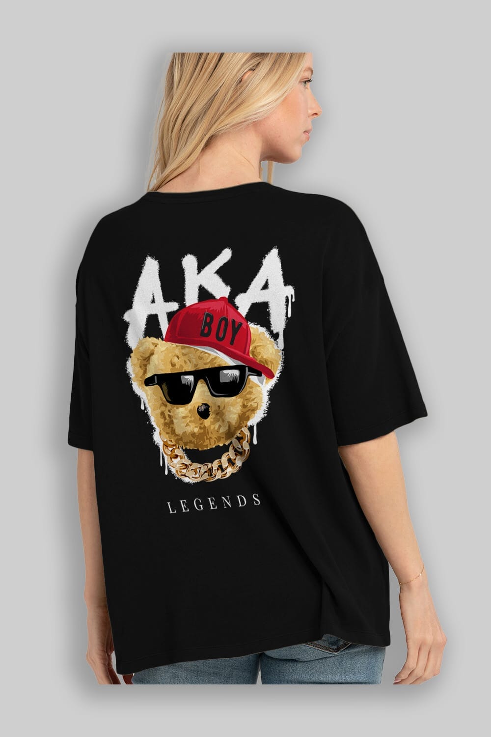 Teddy Bear Legends Arka Baskılı Oversize t-shirt Erkek Kadın Unisex %100 Pamuk