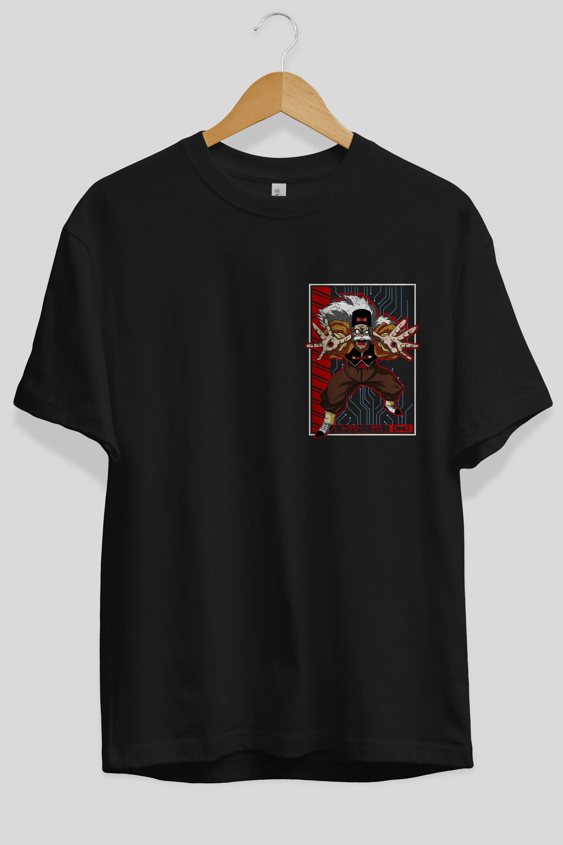 DragonBall DrMakigero Ön Sol Baskılı Oversize t-shirt Erkek Kadın Unisex %100 Pamuk Bisiklet Yaka tişort