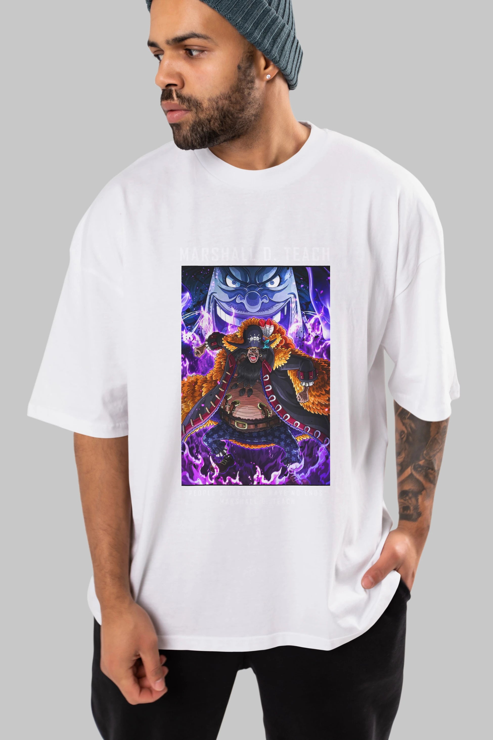 Blackbeard Anime Ön Baskılı Oversize t-shirt Erkek Kadın Unisex