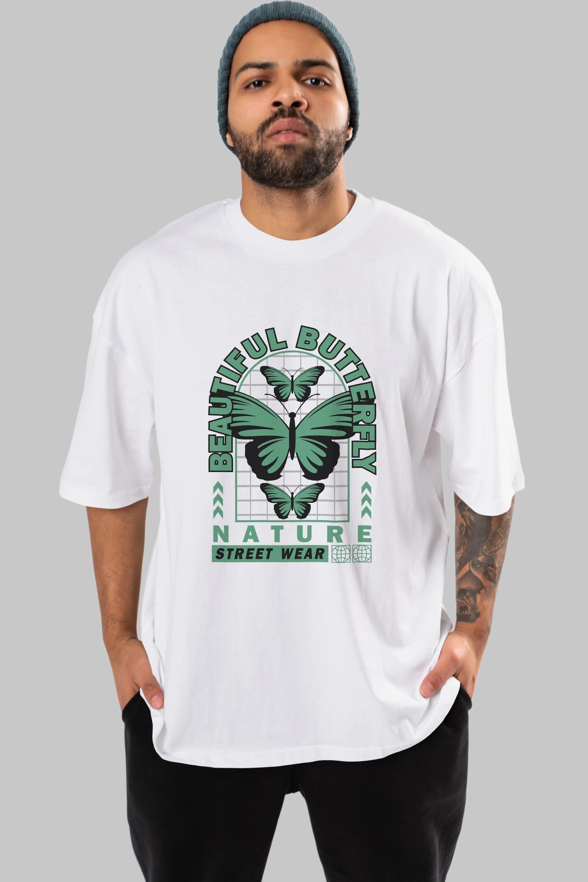 Beautiful Butterfly Ön Baskılı Oversize t-shirt Erkek Kadın Unisex