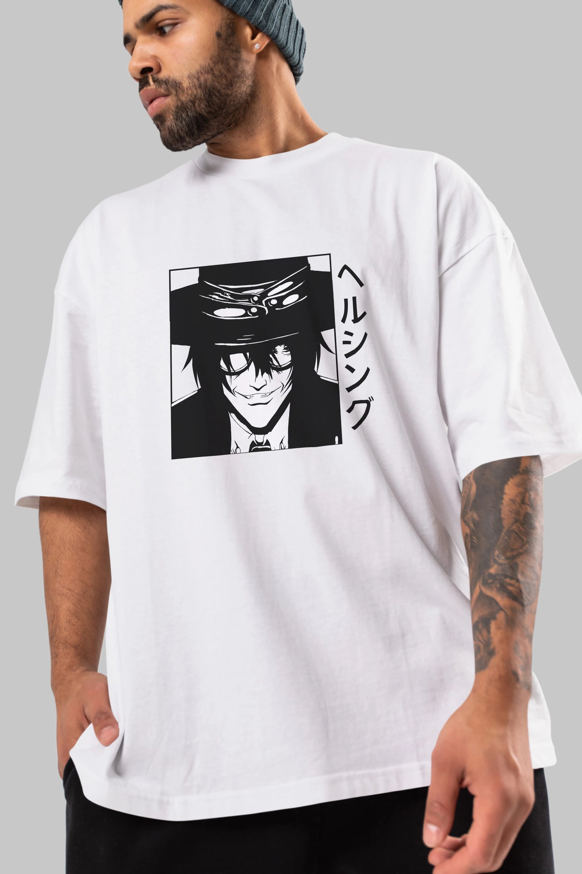 Alucard 1 Anime Ön Baskılı Oversize t-shirt %100 pamuk Erkek Kadın Unisex