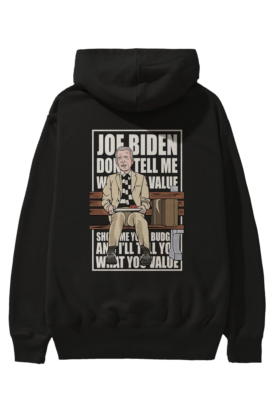 Joe Biden Forest Gump Arka Baskılı Hoodie Oversize Kapüşonlu Sweatshirt Erkek Kadın Unisex