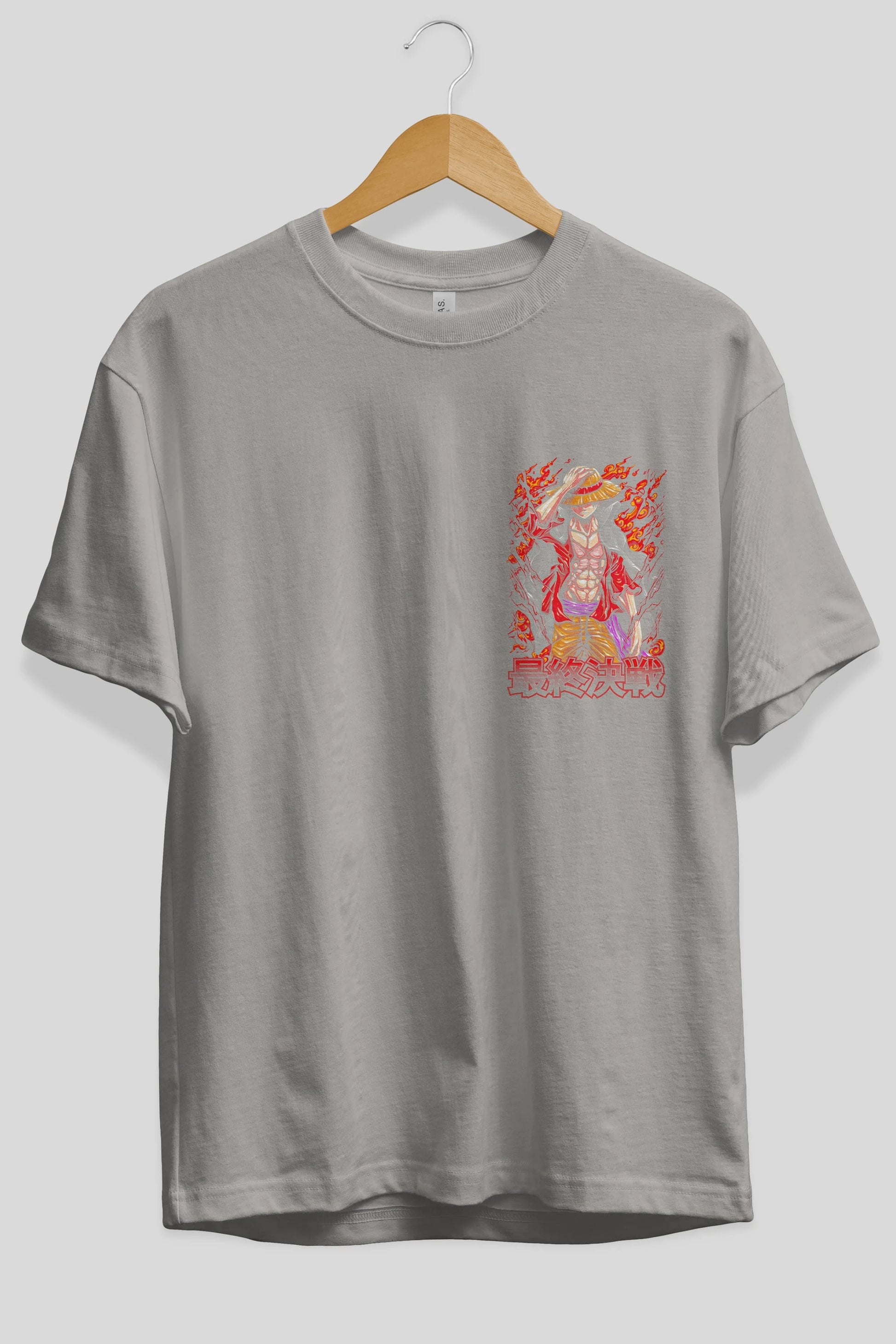 MONKEY D. LUFFY (3) Ön Sol Baskılı Oversize t-shirt Erkek Kadın Unisex %100 Pamuk Bisiklet Yaka tişort