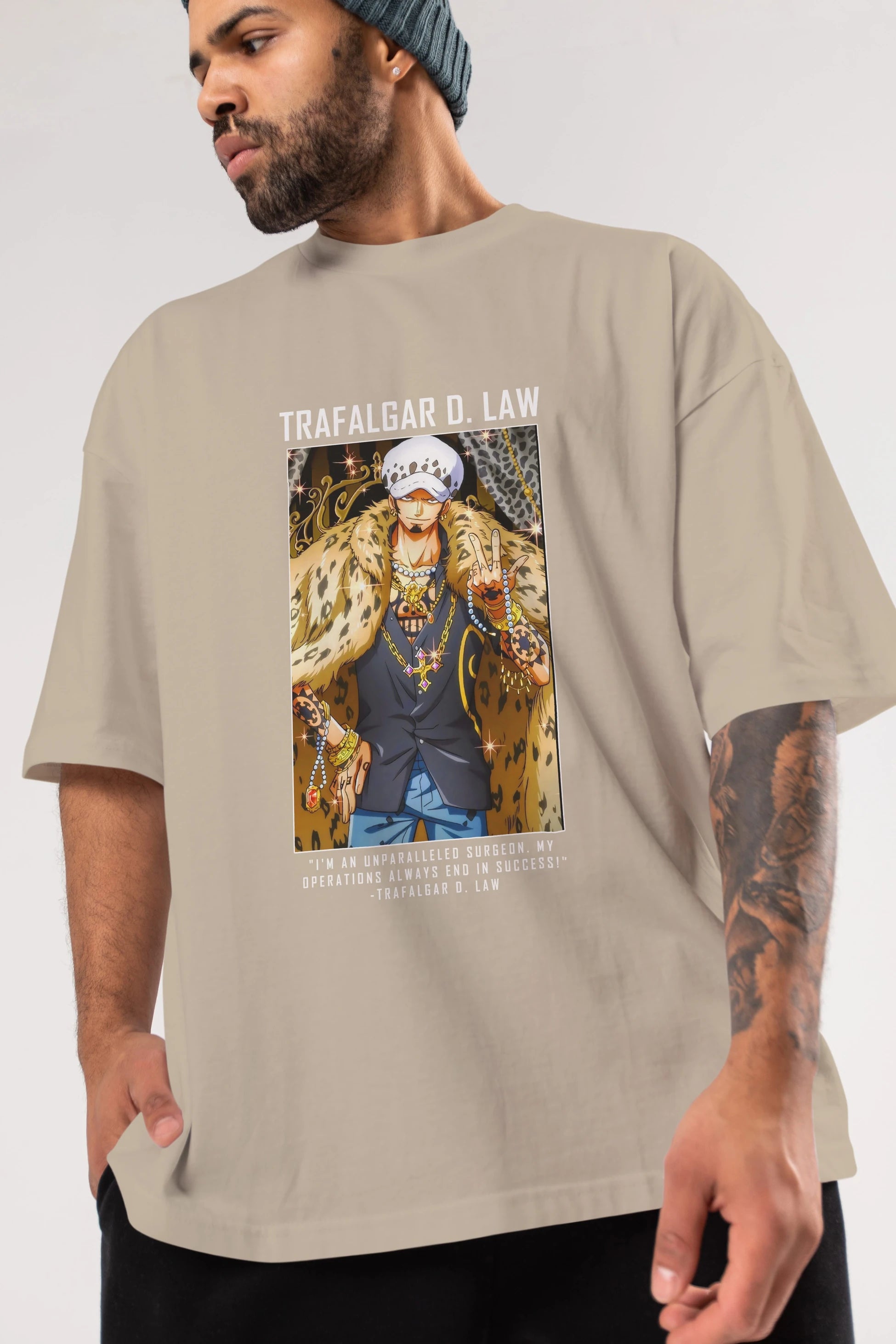 Trafalgar D. Water Law 2 Anime Ön Baskılı Oversize t-shirt Erkek Kadın Unisex