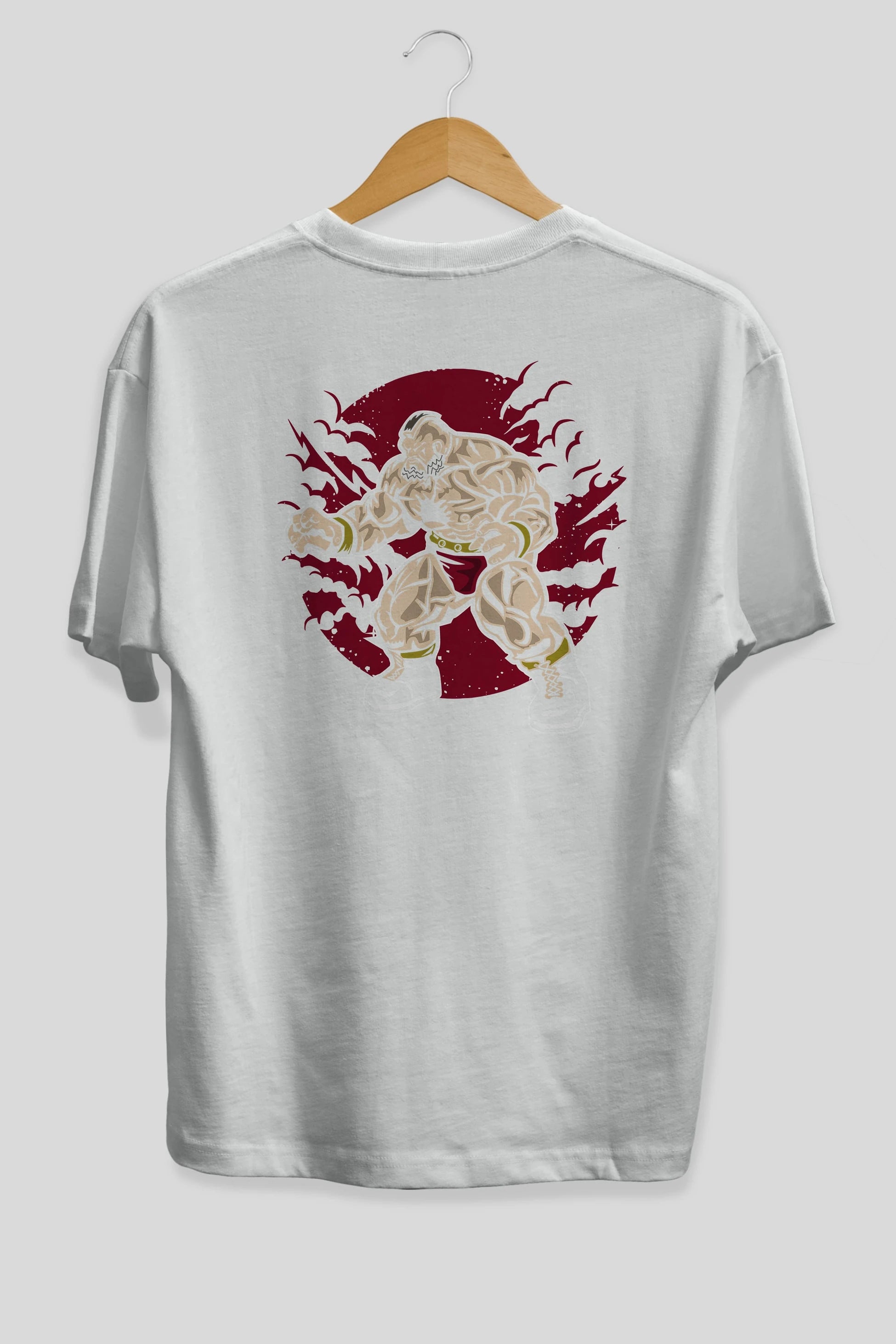 ZANGGIEF Arka Baskılı Oversize t-shirt Erkek Kadın Unisex %100 Pamuk