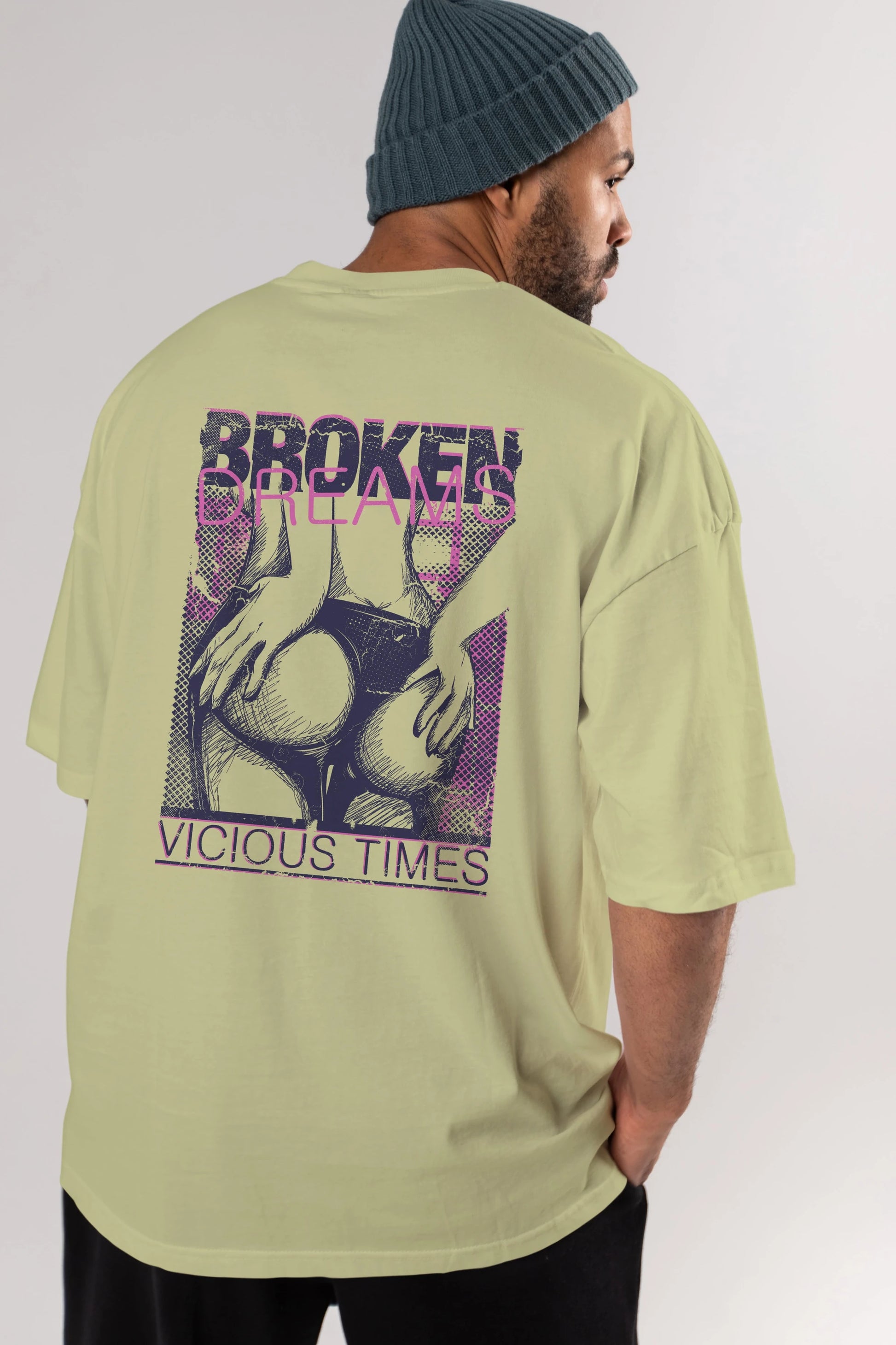 Broken Dreams Arka Baskılı Oversize t-shirt Erkek Kadın Unisex