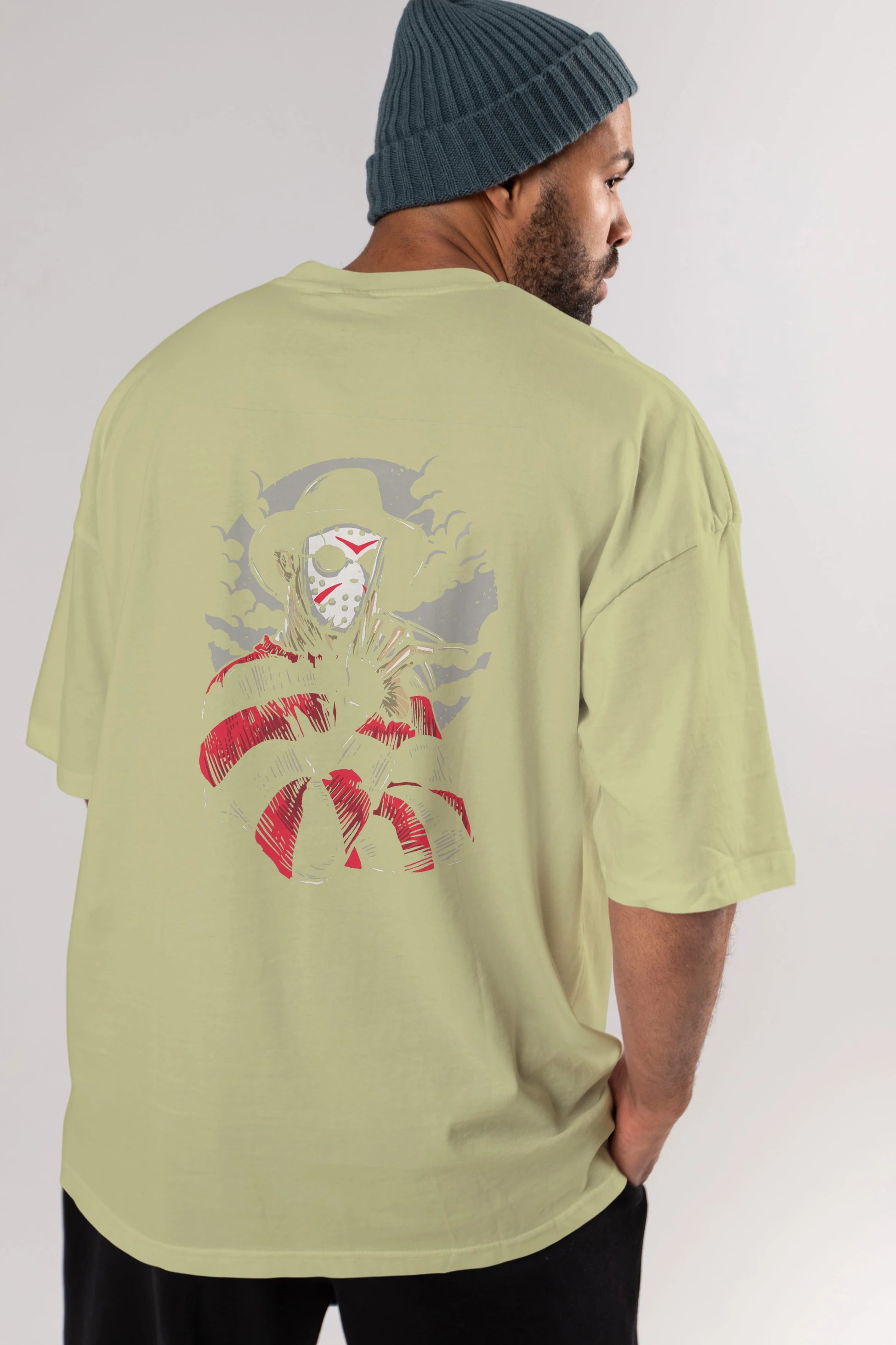 Freddy VS Jason (2) Arka Baskılı Oversize t-shirt Erkek Kadın Unisex %100 Pamuk