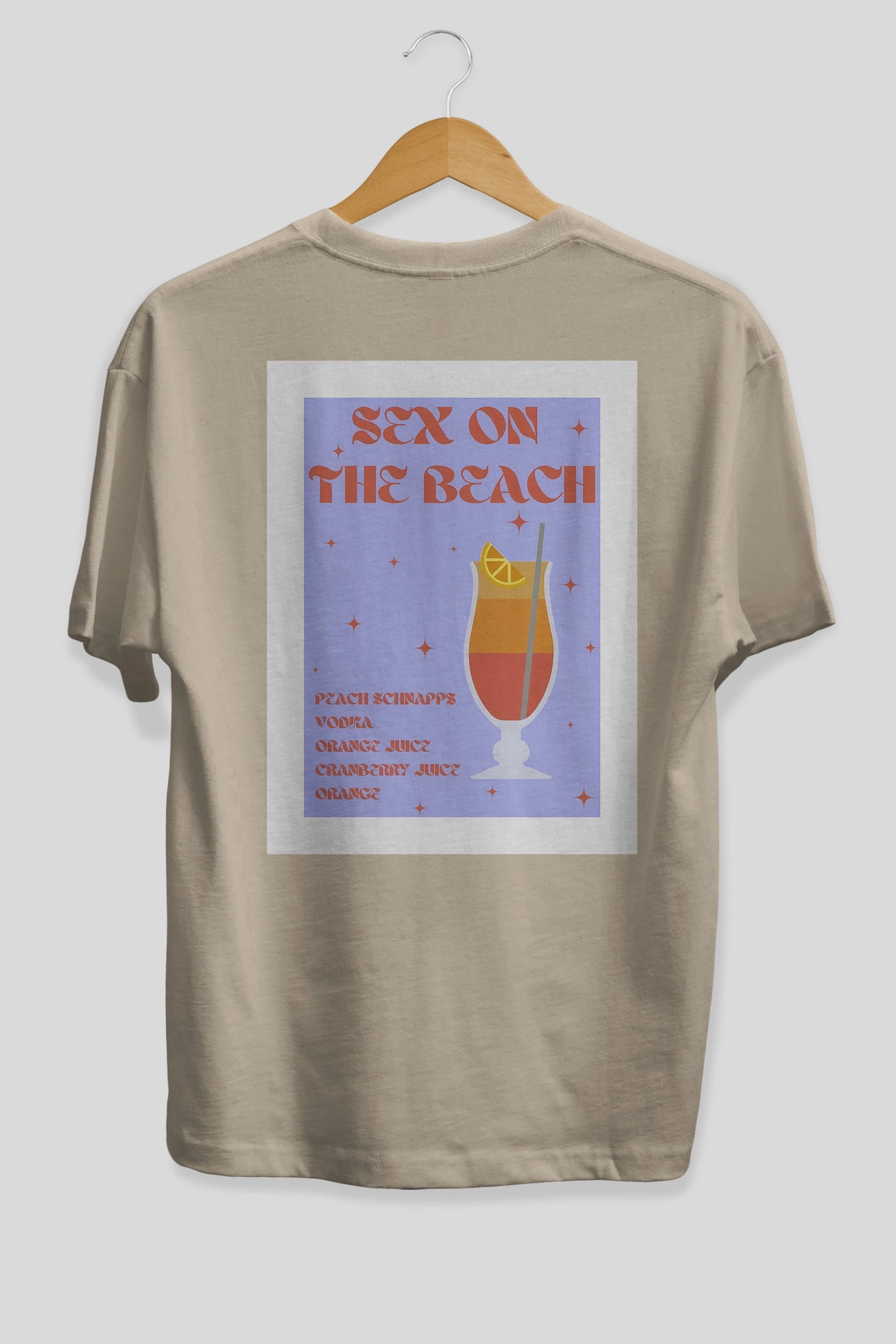 Sex On The Beach Arka Baskılı Oversize t-shirt Erkek Kadın Unisex %100 Pamuk Bisiklet Yaka tişort