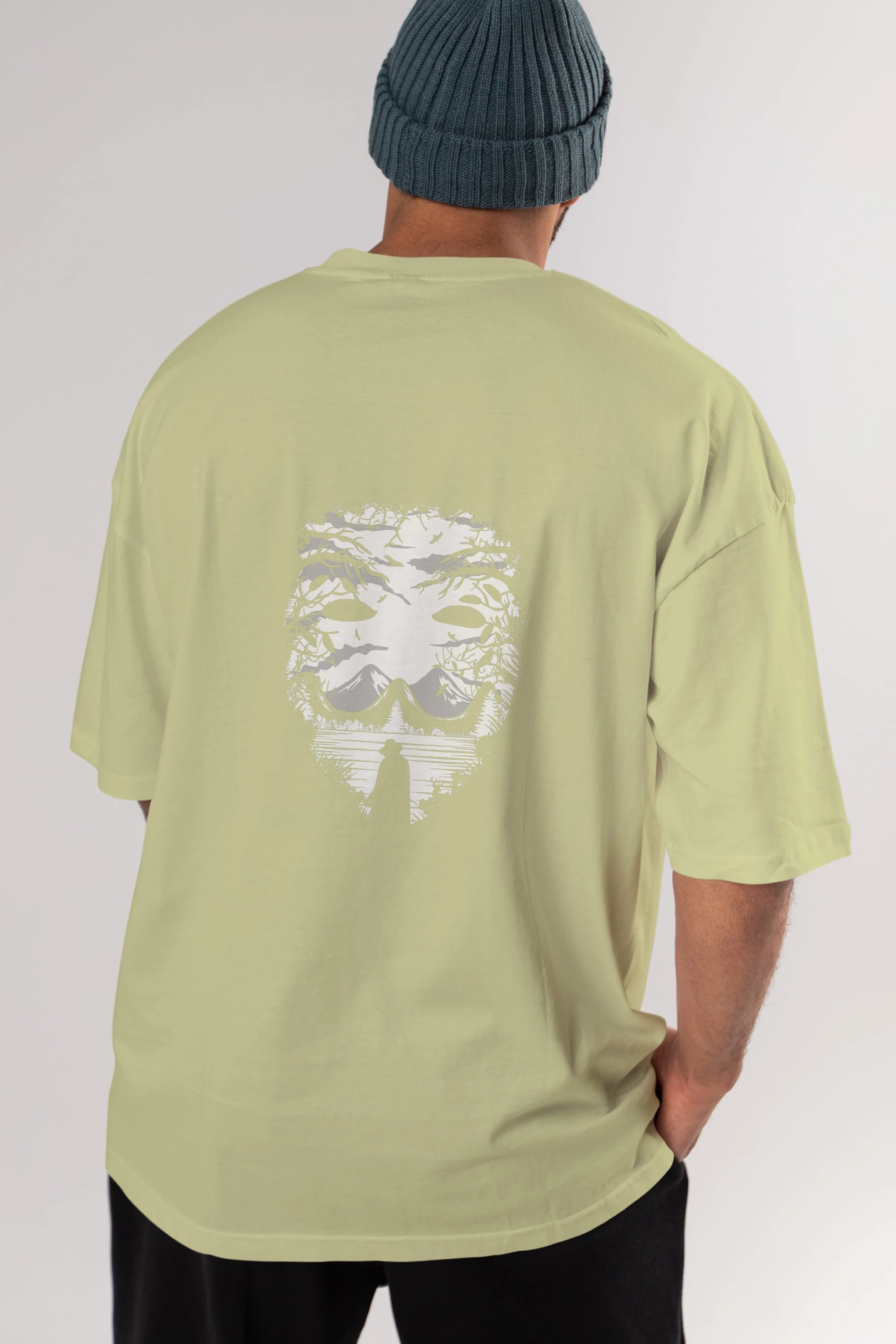 The Mask (2) Arka Baskılı Oversize t-shirt %100 pamuk Erkek Kadın Unisex