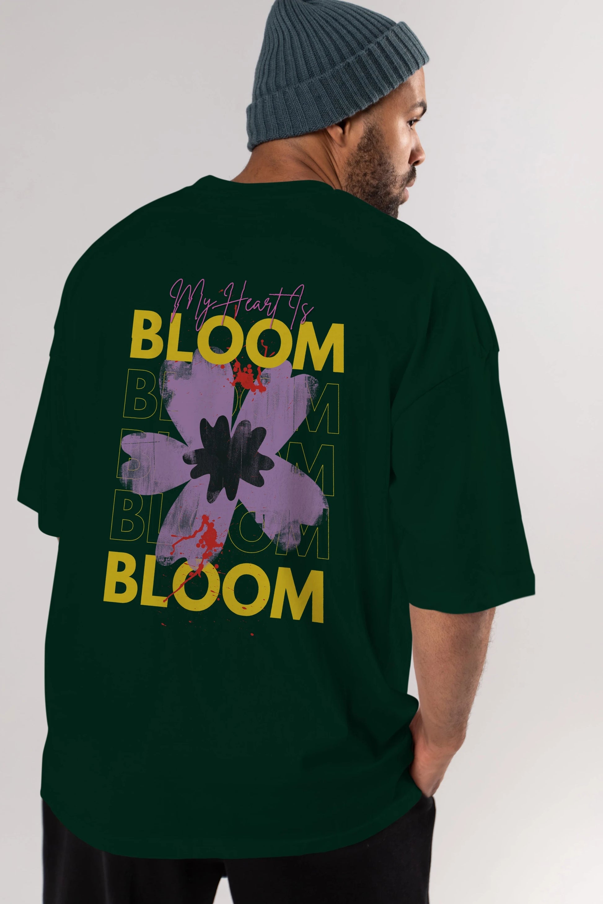 Bloom Yazılı Arka Baskılı Oversize t-shirt Erkek Kadın Unisex