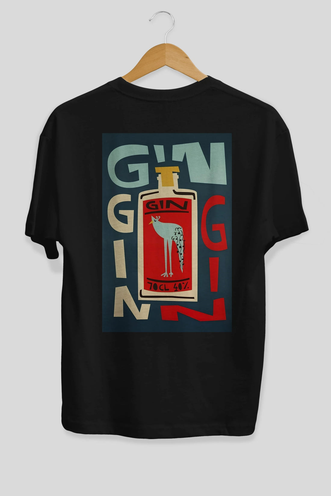 Gin 2 Arka Baskılı Oversize t-shirt Erkek Kadın Unisex %100 Pamuk Bisiklet Yaka tişort