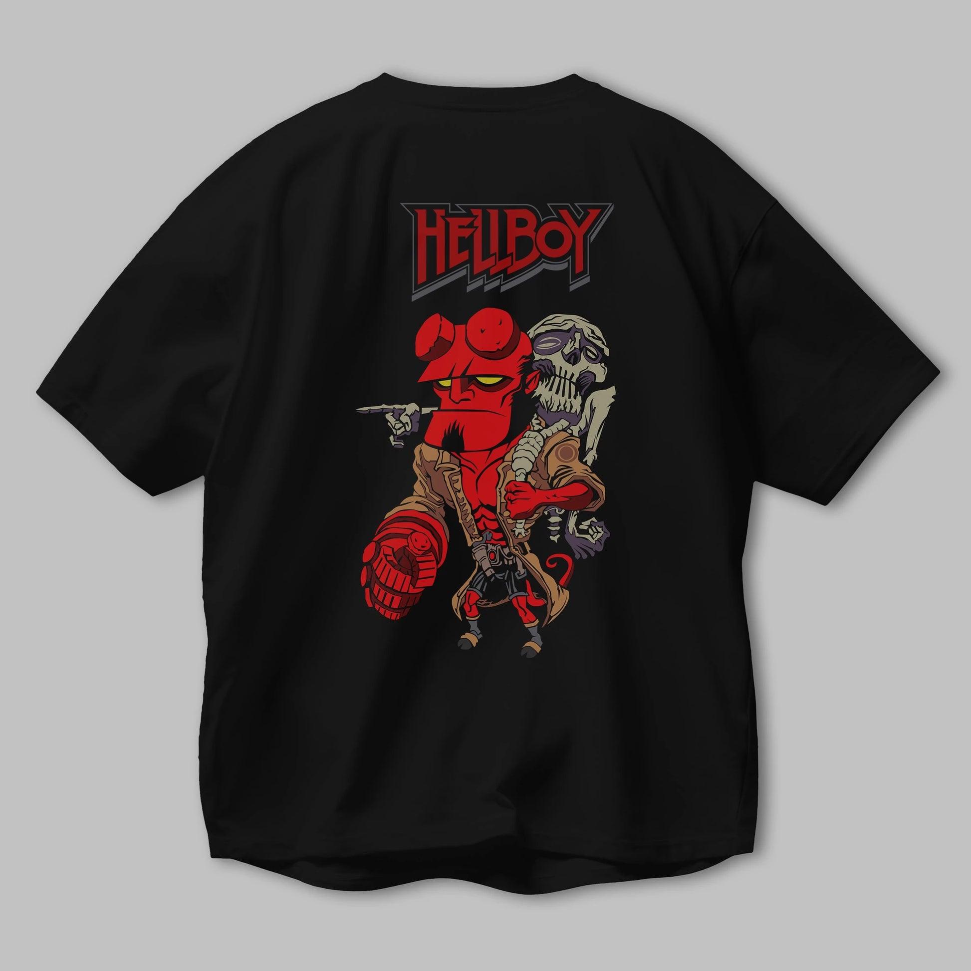 Hellboy (2) Arka Baskılı Oversize t-shirt Erkek Kadın Unisex %100 Pamuk Bisiklet Yaka tişort