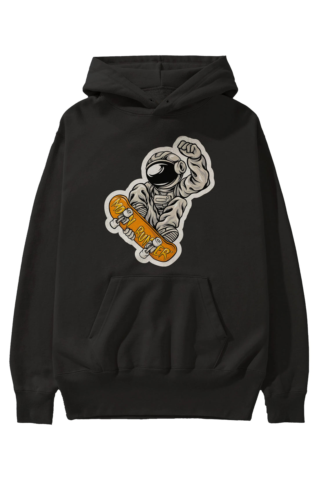 Moon Runner Sticker Ön Baskılı Hoodie Oversize Kapüşonlu Sweatshirt Erkek Kadın Unisex