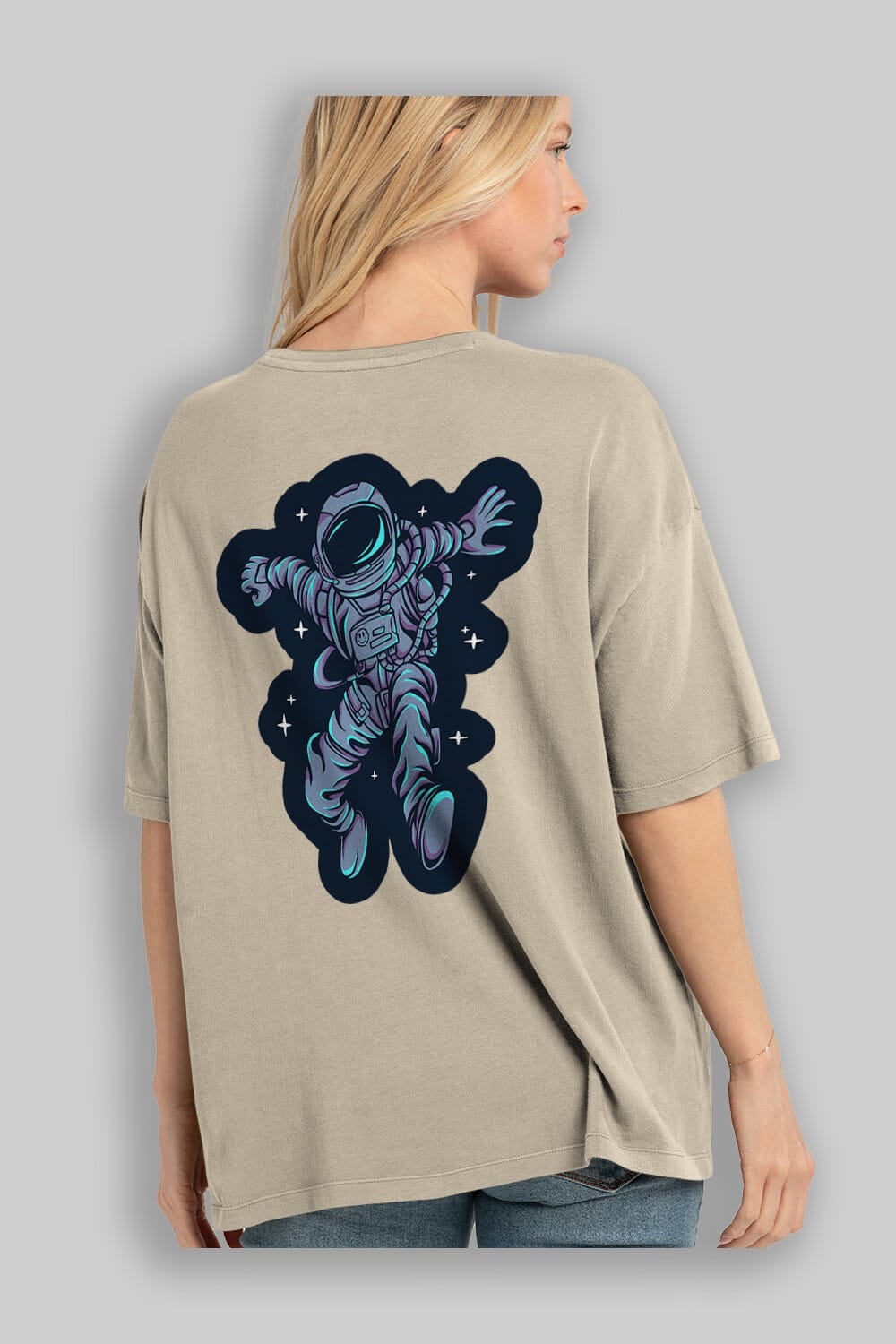 Astrostars sticker Arka Baskılı Oversize t-shirt Erkek Kadın Unisex