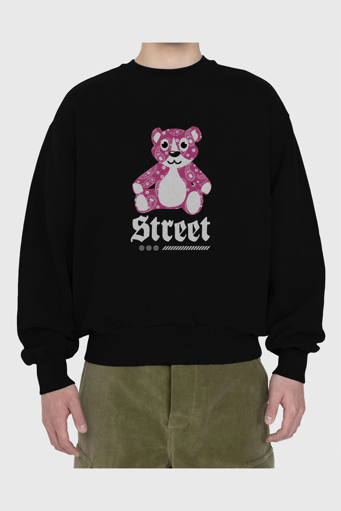 Street Bear Ön Baskılı Oversize Sweatshirt Erkek Kadın Unisex