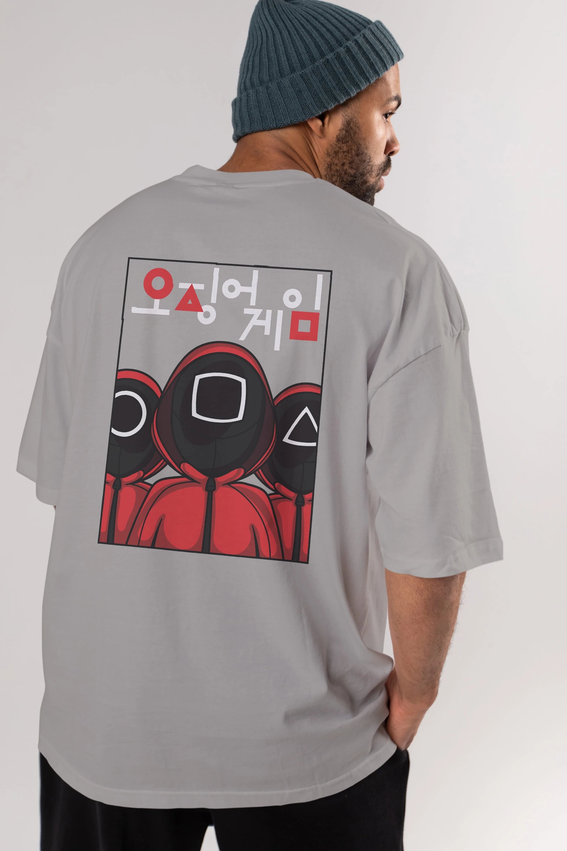 Squid Game (7) Arka Baskılı Oversize t-shirt Erkek Kadın Unisex %100 Pamuk Bisiklet Yaka tişort