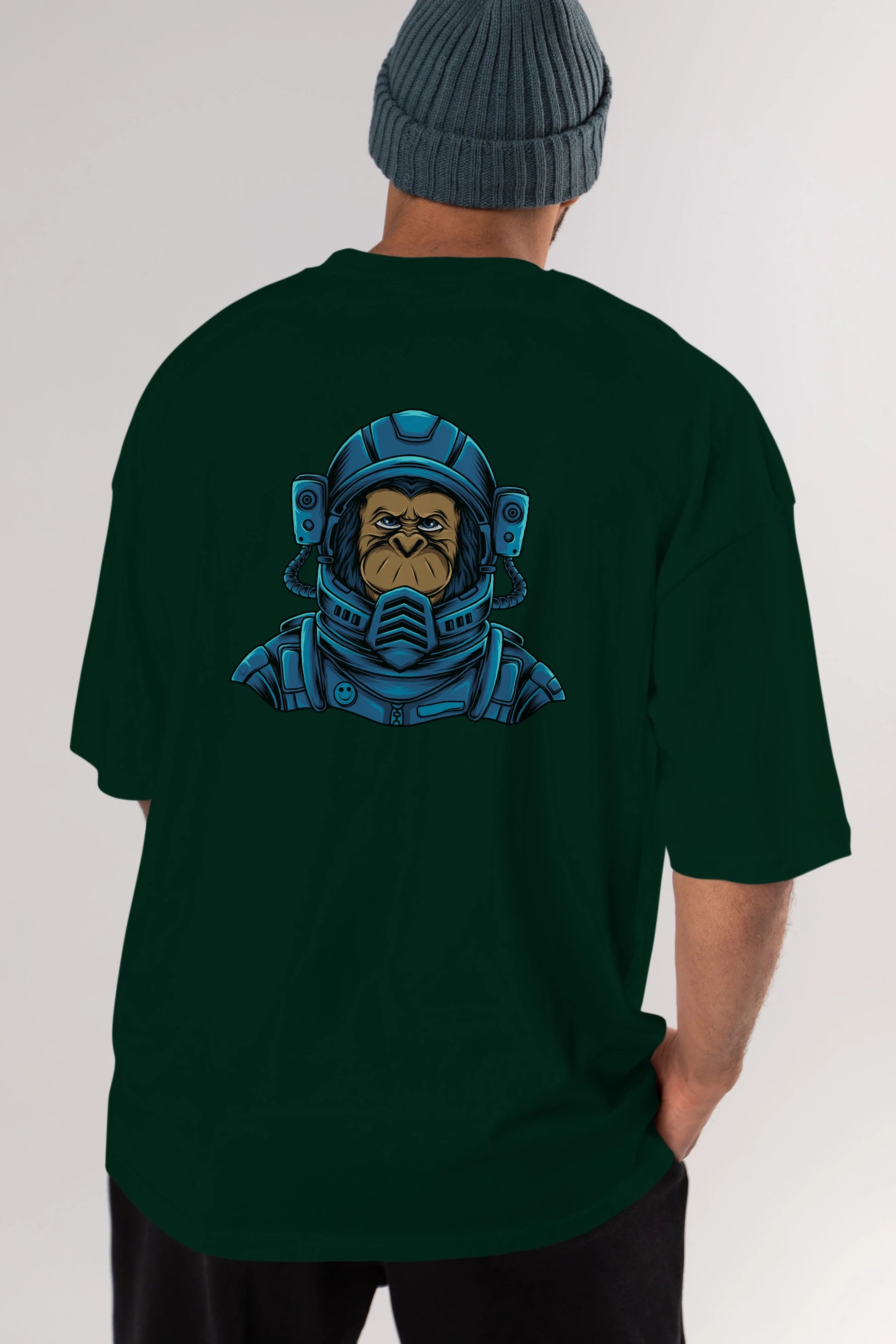 Astromonkey Arka Baskılı Oversize t-shirt Erkek Kadın Unisex