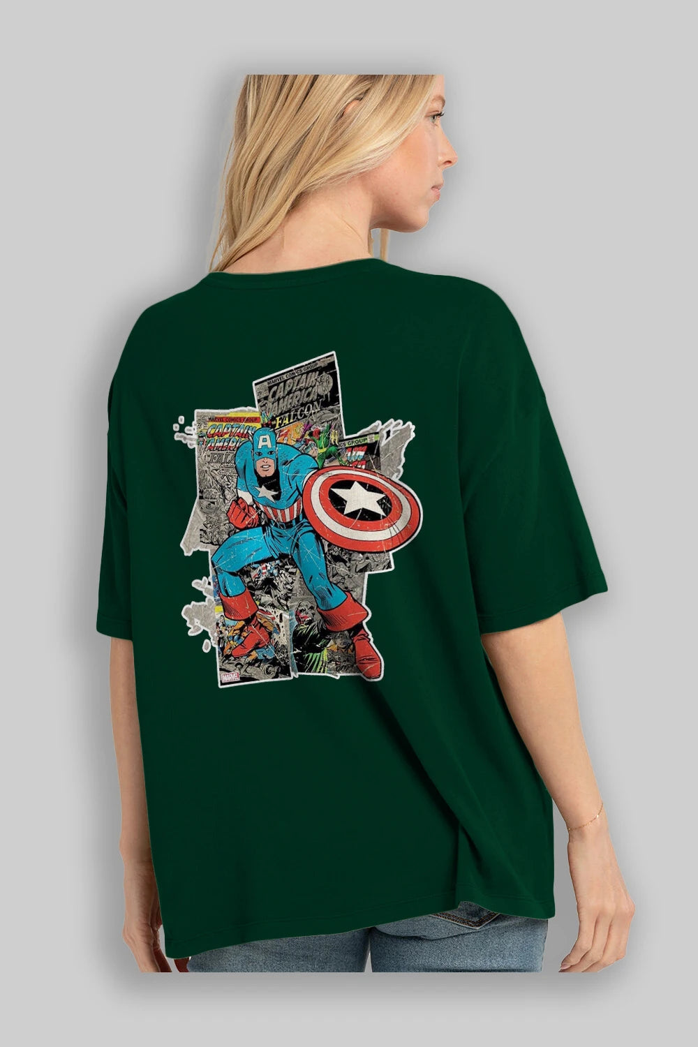 Captain America (2) Arka Baskılı Oversize t-shirt Erkek Kadın Unisex %100 Pamuk Bisiklet Yaka tişort