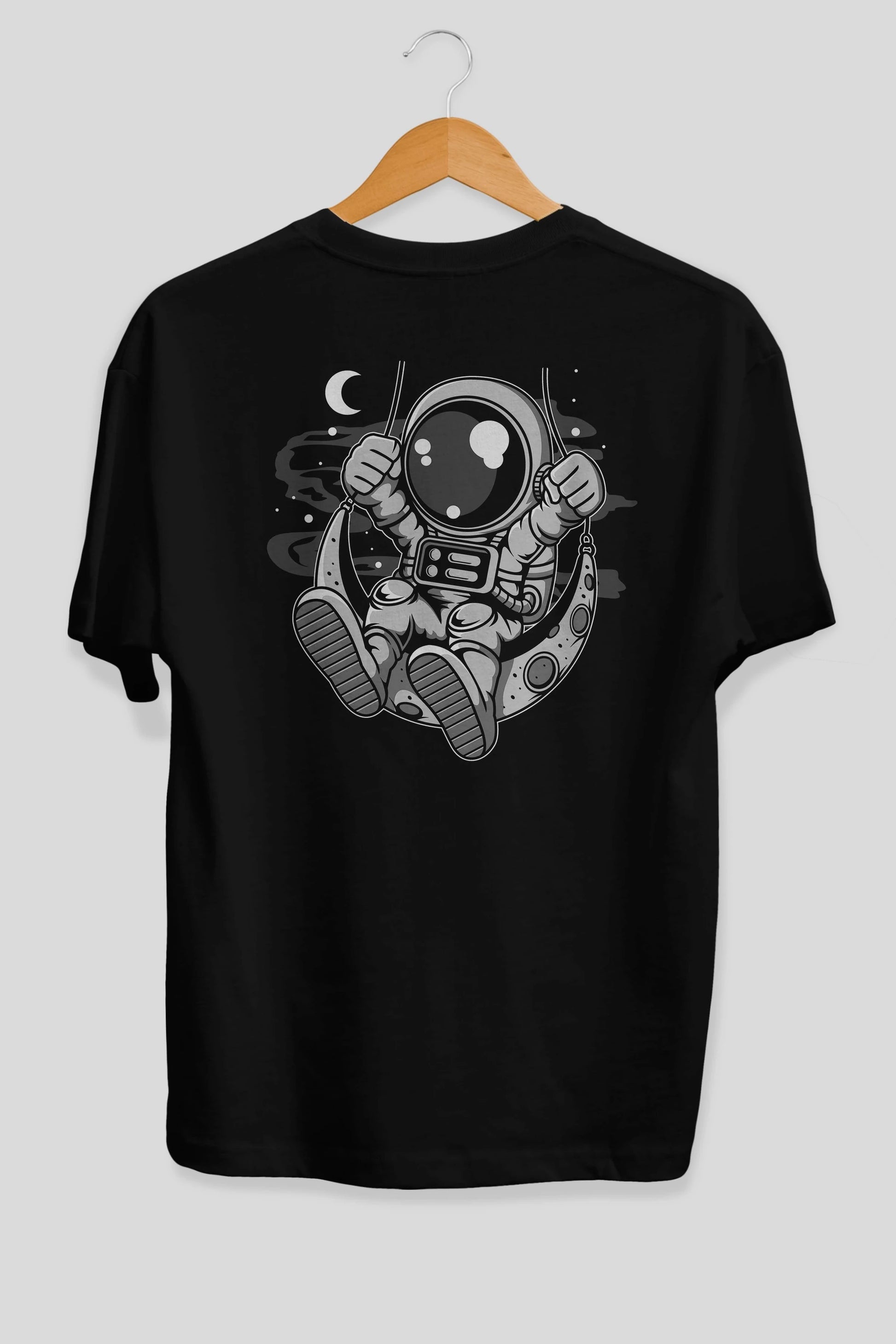 Astronaut Moon Swinger Arka Baskılı Oversize t-shirt Erkek Kadın Unisex