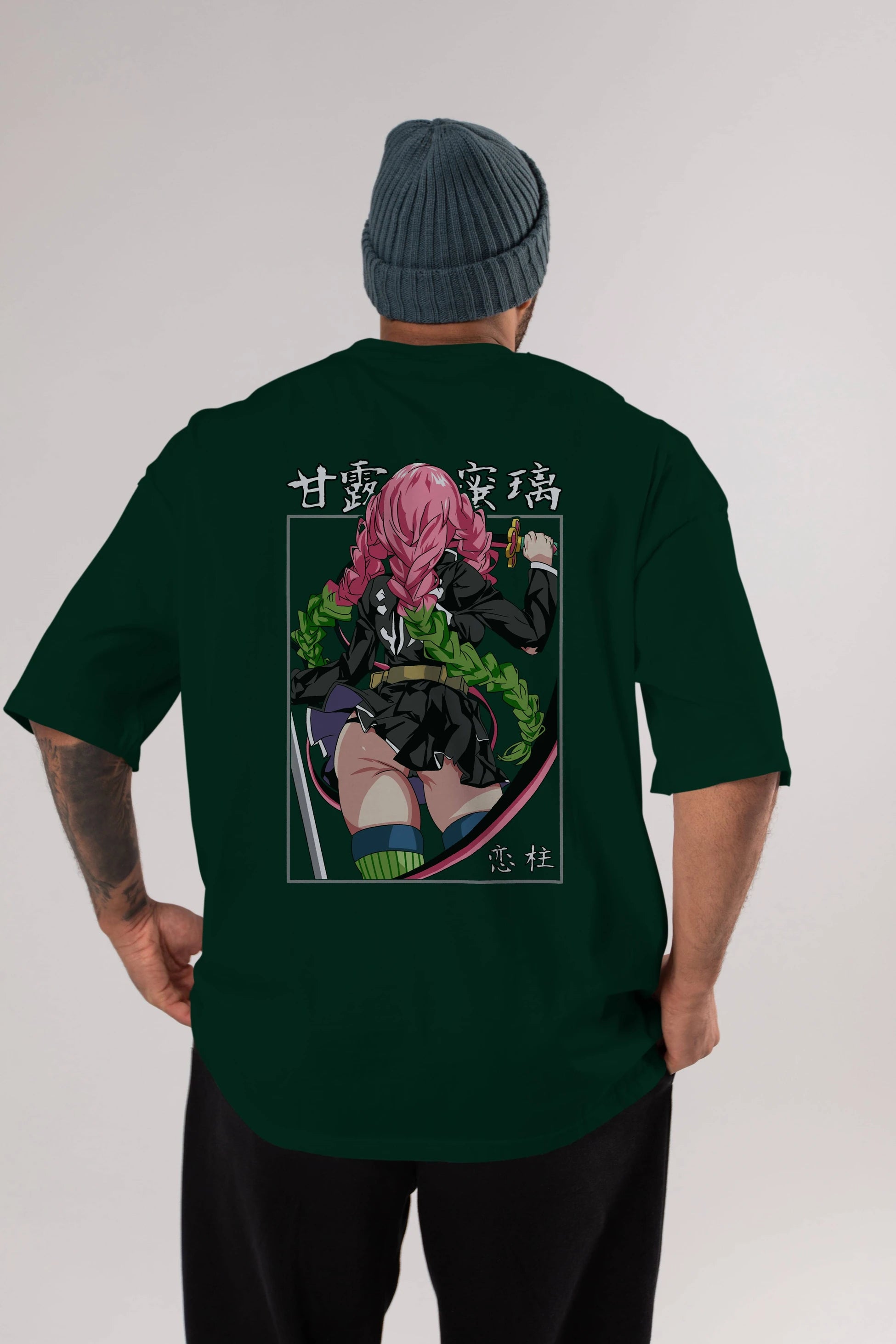 Mitsuri DEMONSLAYER Anime Arka Baskılı Oversize t-shirt Erkek Kadın Unisex