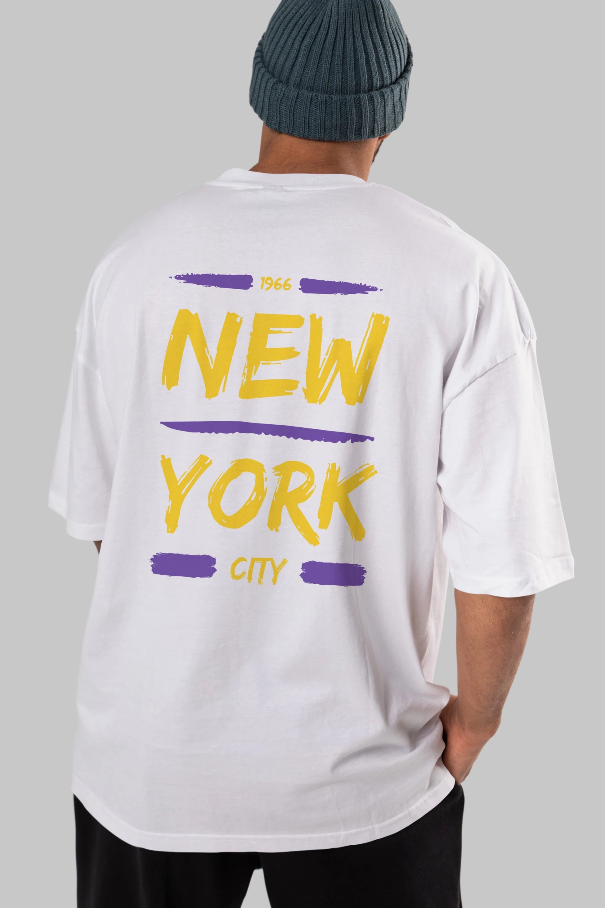 New York City 2 Arka Baskılı Oversize t-shirt Erkek Kadın Unisex