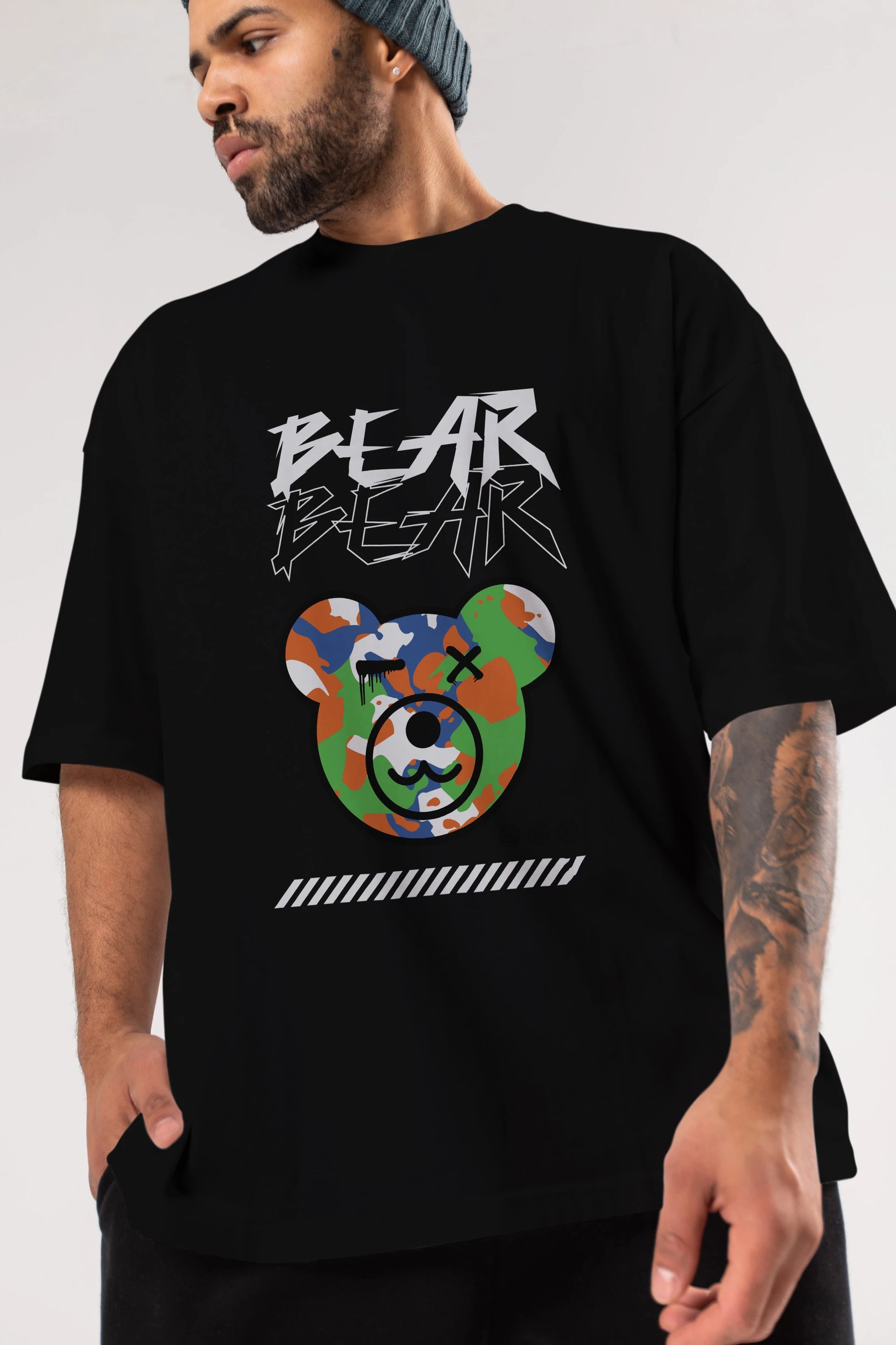 Bear Bear Ön Baskılı Oversize t-shirt Erkek Kadın Unisex