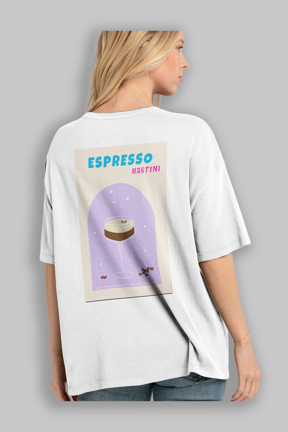 Espresso Martini 5 Arka Baskılı Oversize t-shirt Erkek Kadın Unisex %100 Pamuk Bisiklet Yaka tişort