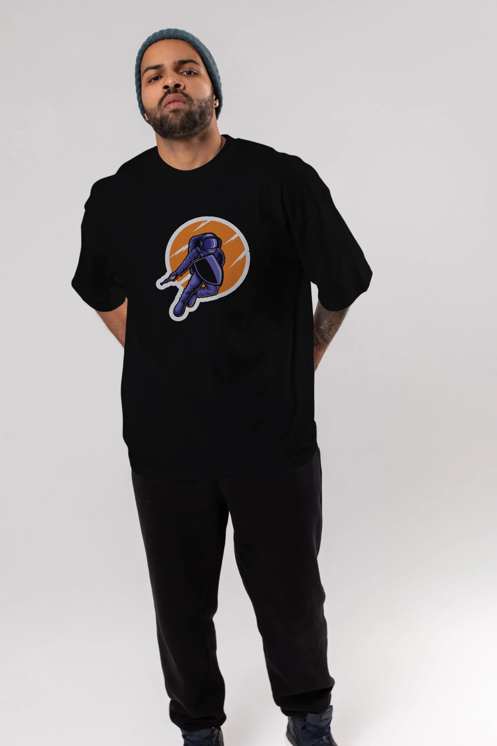 Astro Wars Sticker Ön Baskılı Oversize t-shirt Erkek Kadın Unisex