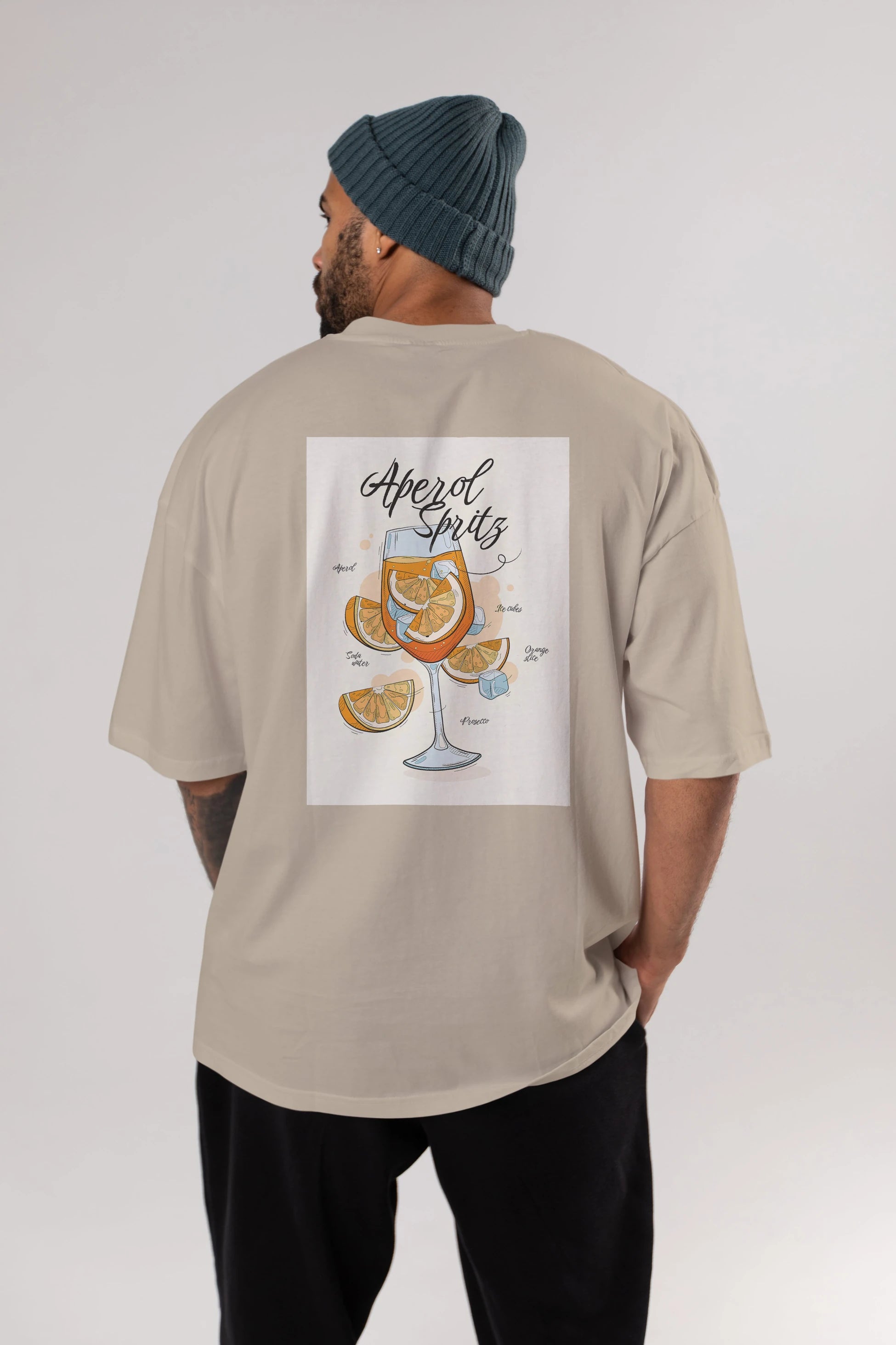 Aperol Spritz 6 Arka Baskılı Oversize t-shirt Erkek Kadın Unisex %100 Pamuk Bisiklet Yaka tişort