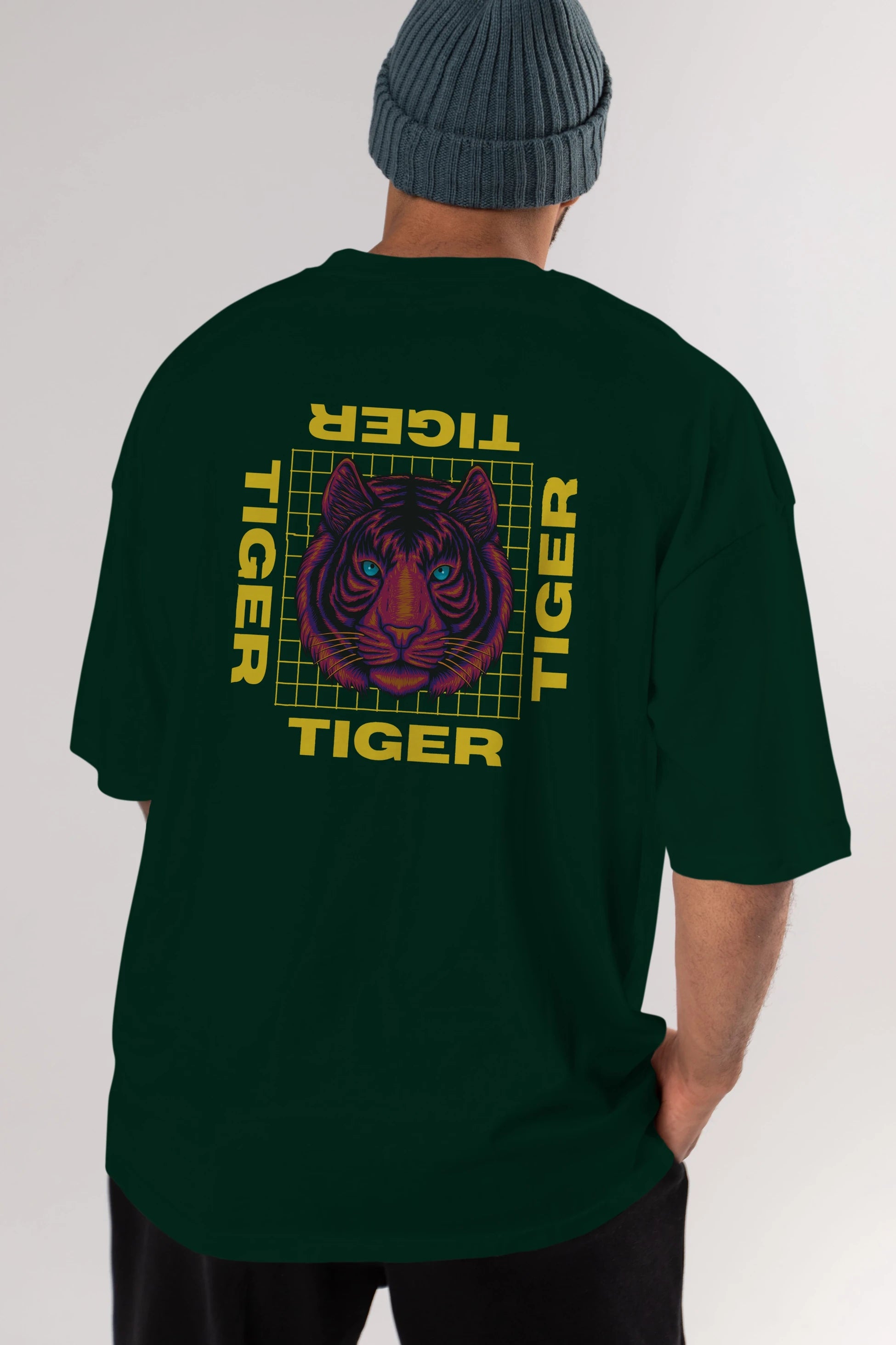 Tiger Yazılı Streetwear Arka Baskılı Oversize t-shirt Erkek Kadın Unisex