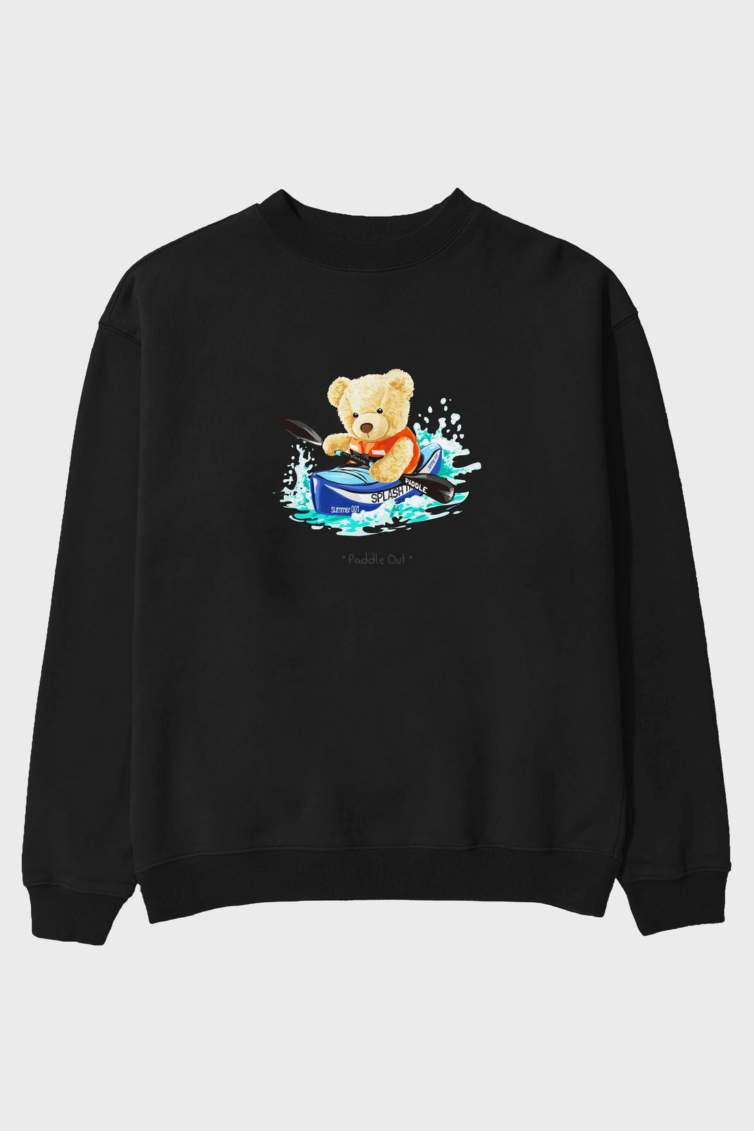 Teddy Bear Paddle Out Ön Baskılı Oversize Sweatshirt Erkek Kadın Unisex