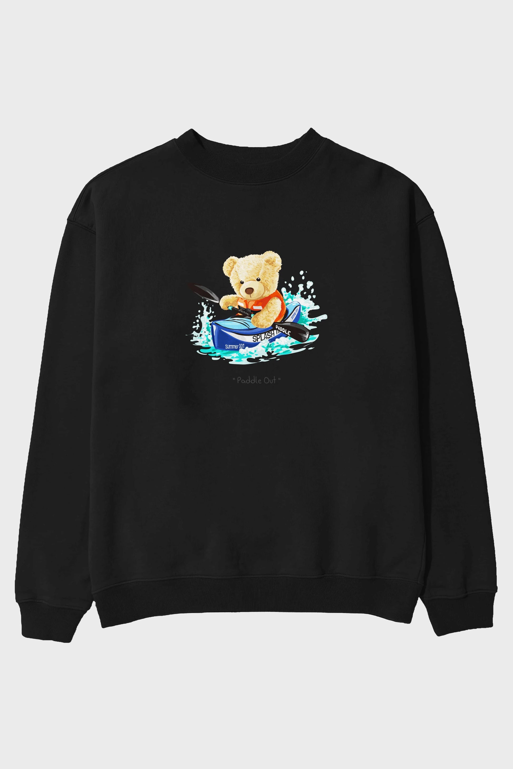 Teddy Bear Paddle Out Ön Baskılı Oversize Sweatshirt Erkek Kadın Unisex
