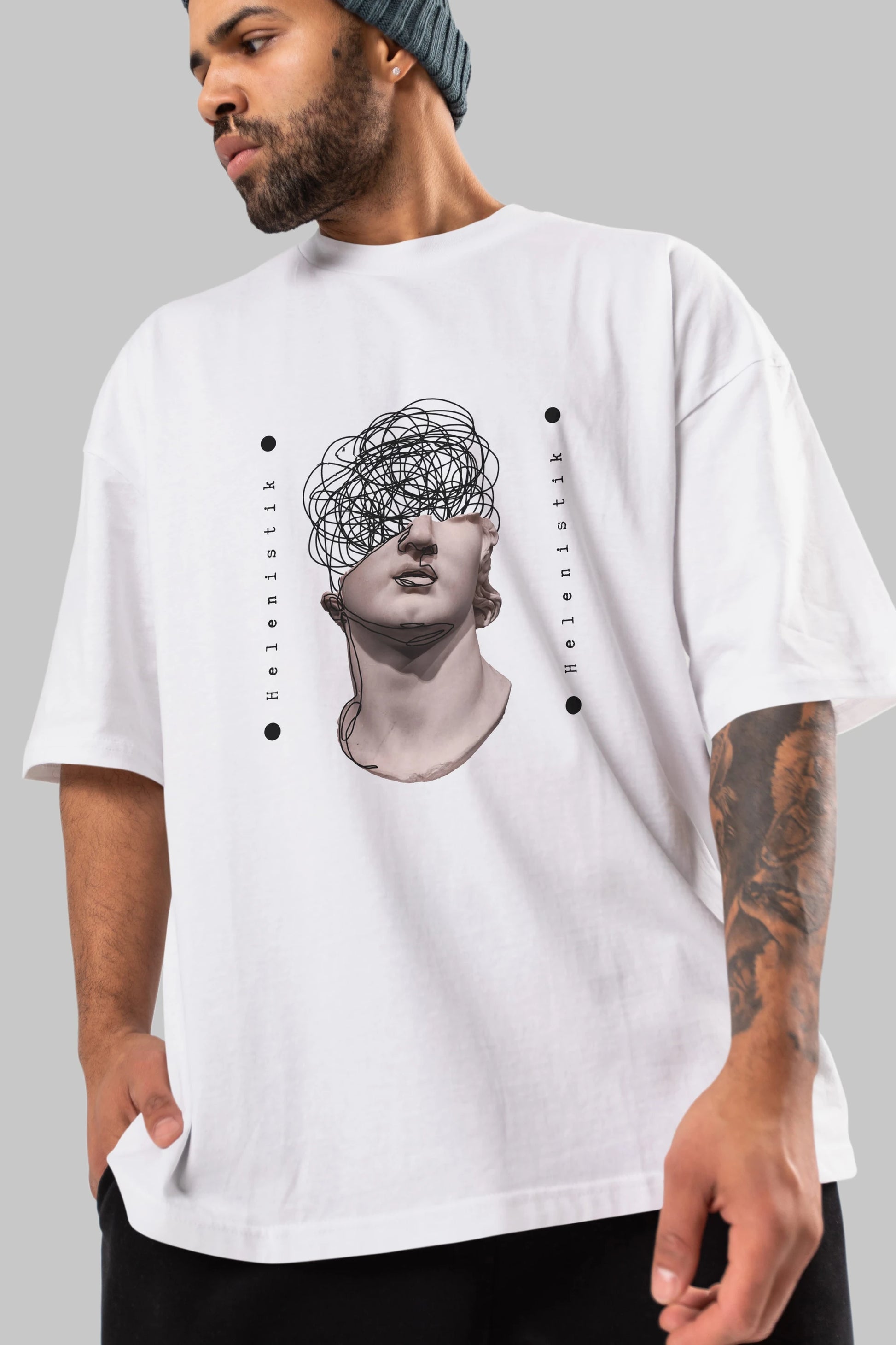 Heykel 2 Ön Baskılı Oversize t-shirt Erkek Kadın Unisex