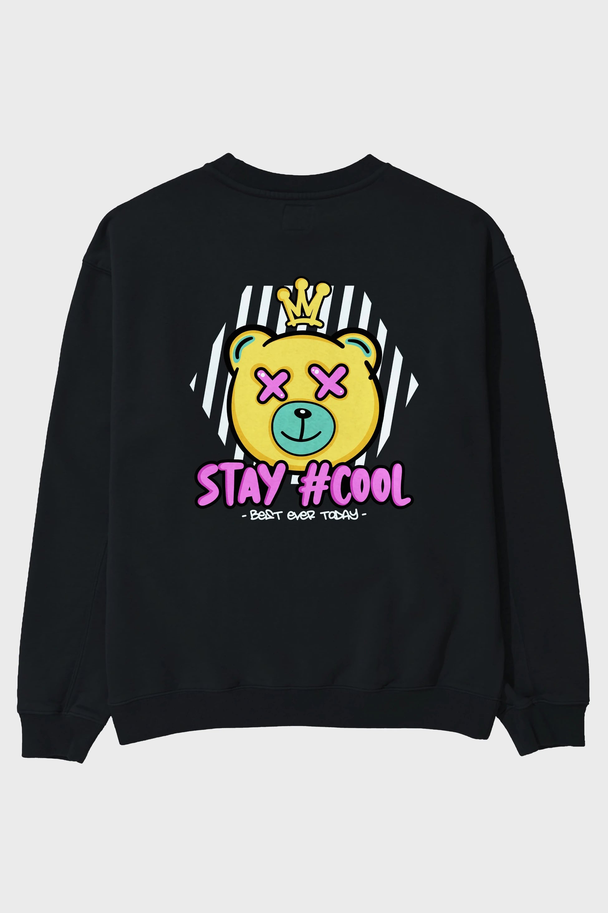 Stay Cool Bear Arka Baskılı Oversize Sweatshirt Erkek Kadın Unisex