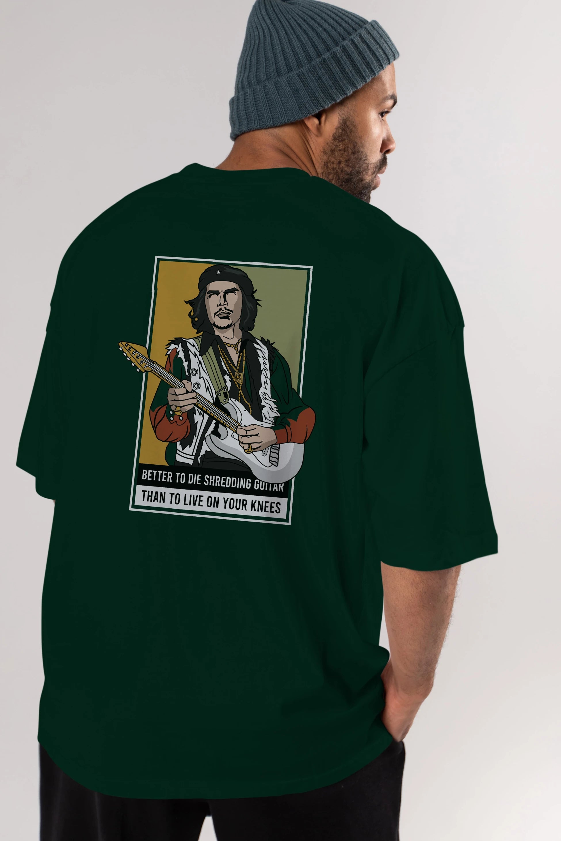 Che Guevara Hendrix Arka Baskılı Oversize t-shirt Erkek Kadın Unisex %100 Pamuk tişort