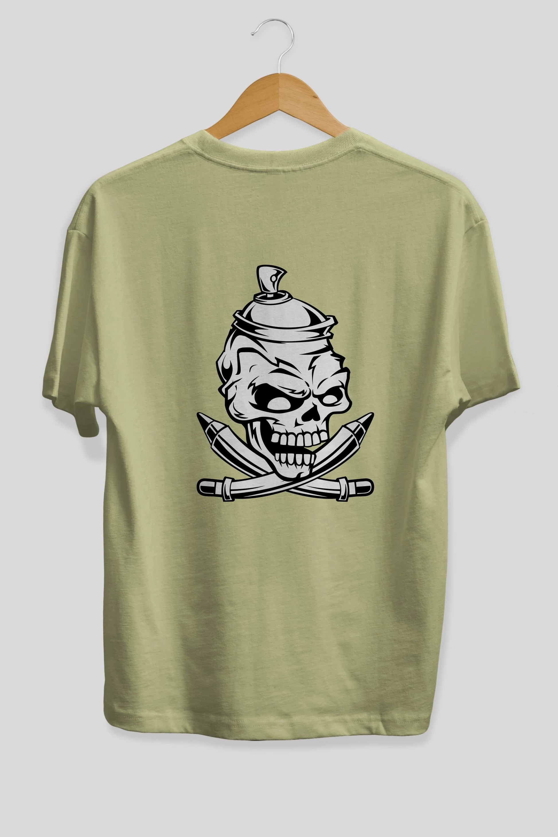 Skull Grafity Arka Baskılı Oversize t-shirt Erkek Kadın Unisex %100 Pamuk tişort