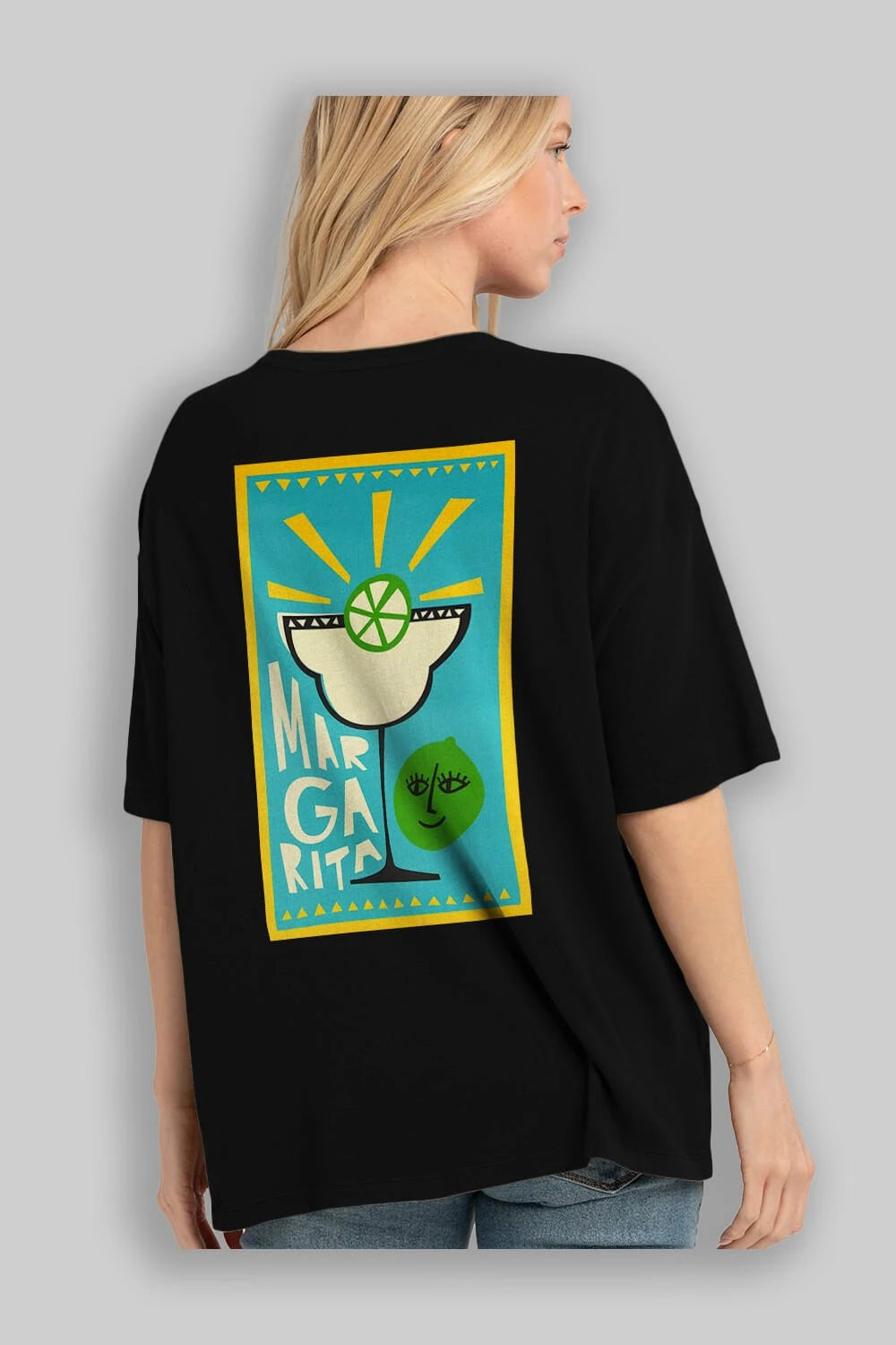 Margarita 4 Arka Baskılı Oversize t-shirt Erkek Kadın Unisex %100 Pamuk Bisiklet Yaka tişort