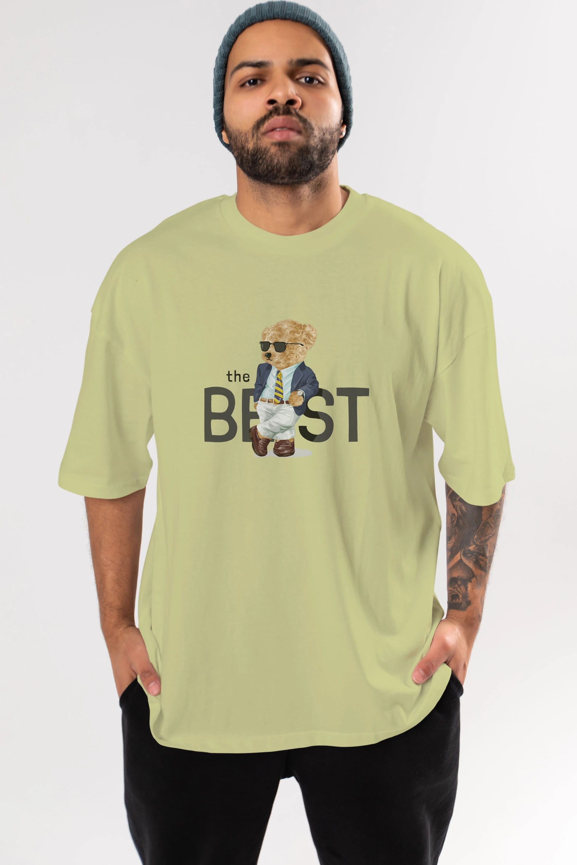 Teddy Bear The Best Ön Baskılı Oversize t-shirt Erkek Kadın Unisex %100 Pamuk