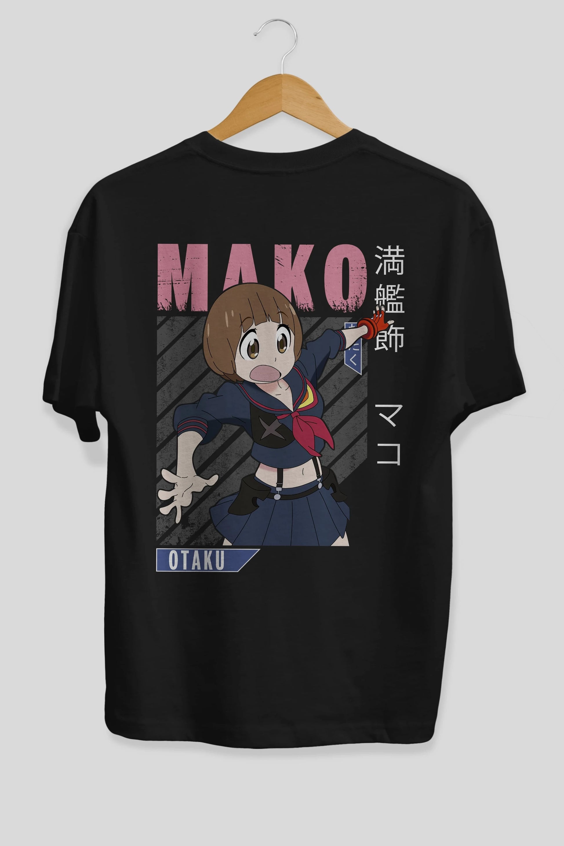 Mako Mankanshoku 2 Anime Arka Baskılı Oversize t-shirt Erkek Kadın Unisex