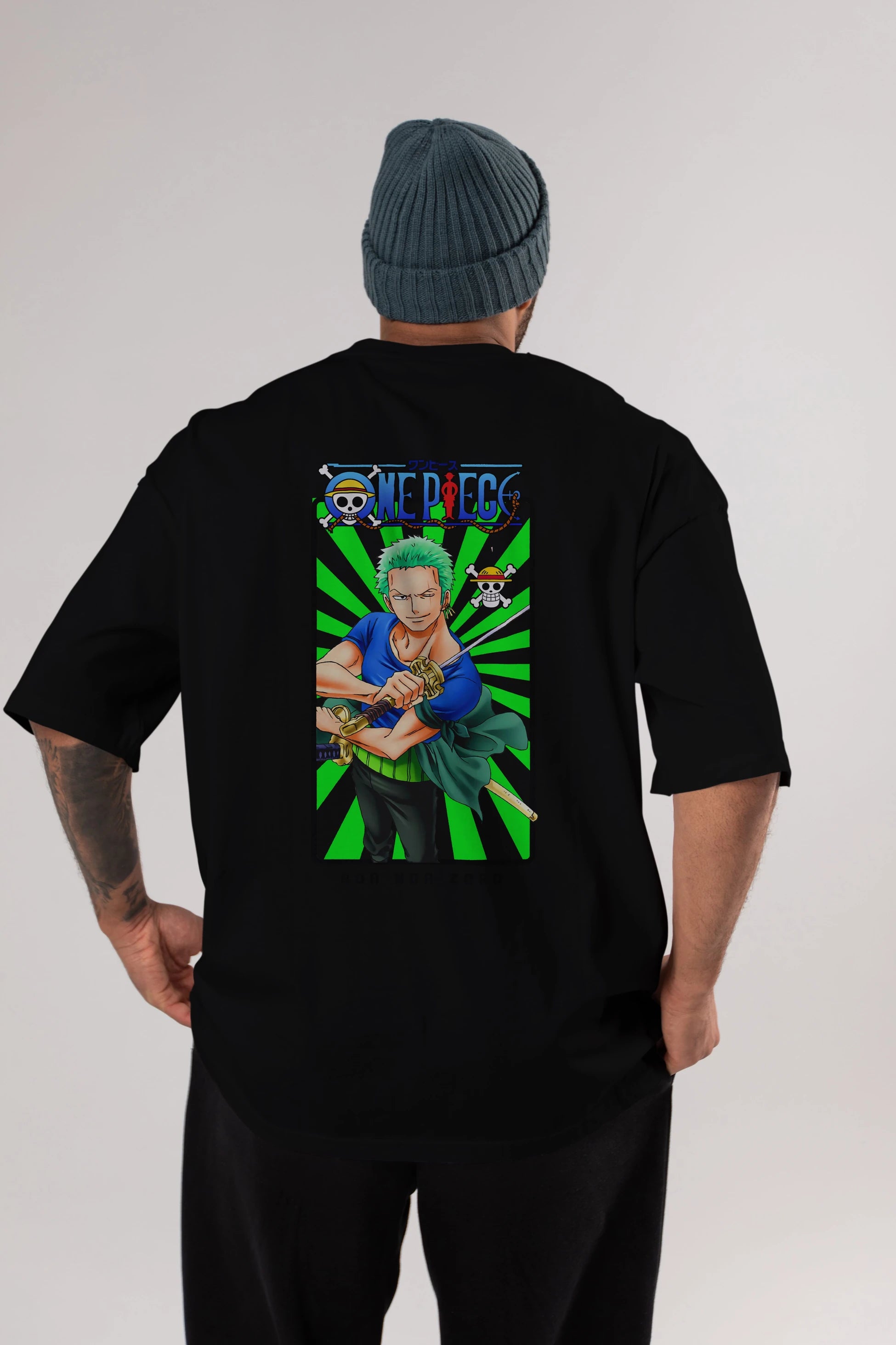 Roronoa Zoro 6 Anime Arka Baskılı Oversize t-shirt Erkek Kadın Unisex %100 pamuk tişort